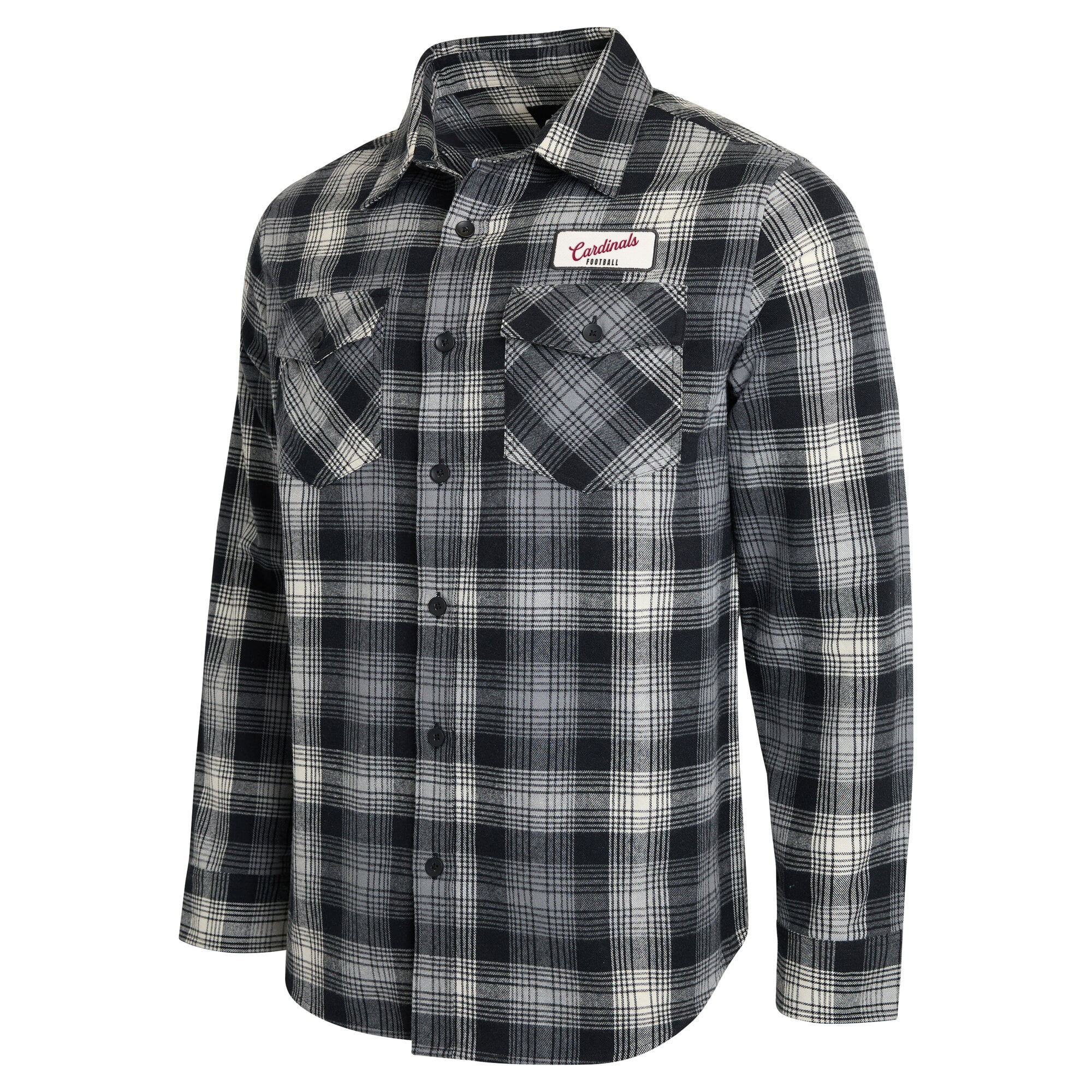 Men's Darius Rucker Collection by Fanatics Black Arizona Cardinals Flannel Plaid Long Sleeve Button Up Shirt