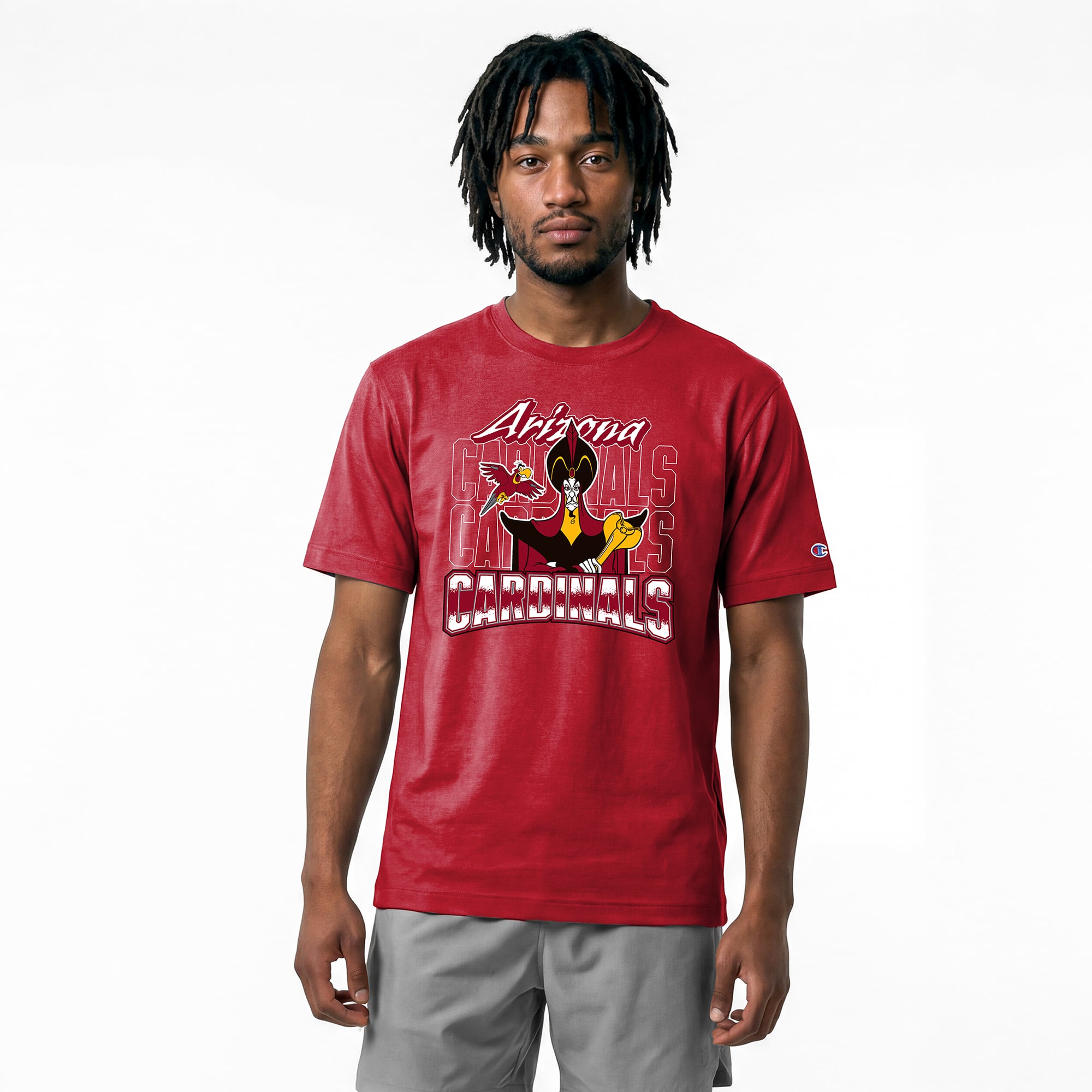 T-shirt homme Disney x Champion Bright Cardinal Arizona Cardinals Jafar & Iago All-Star