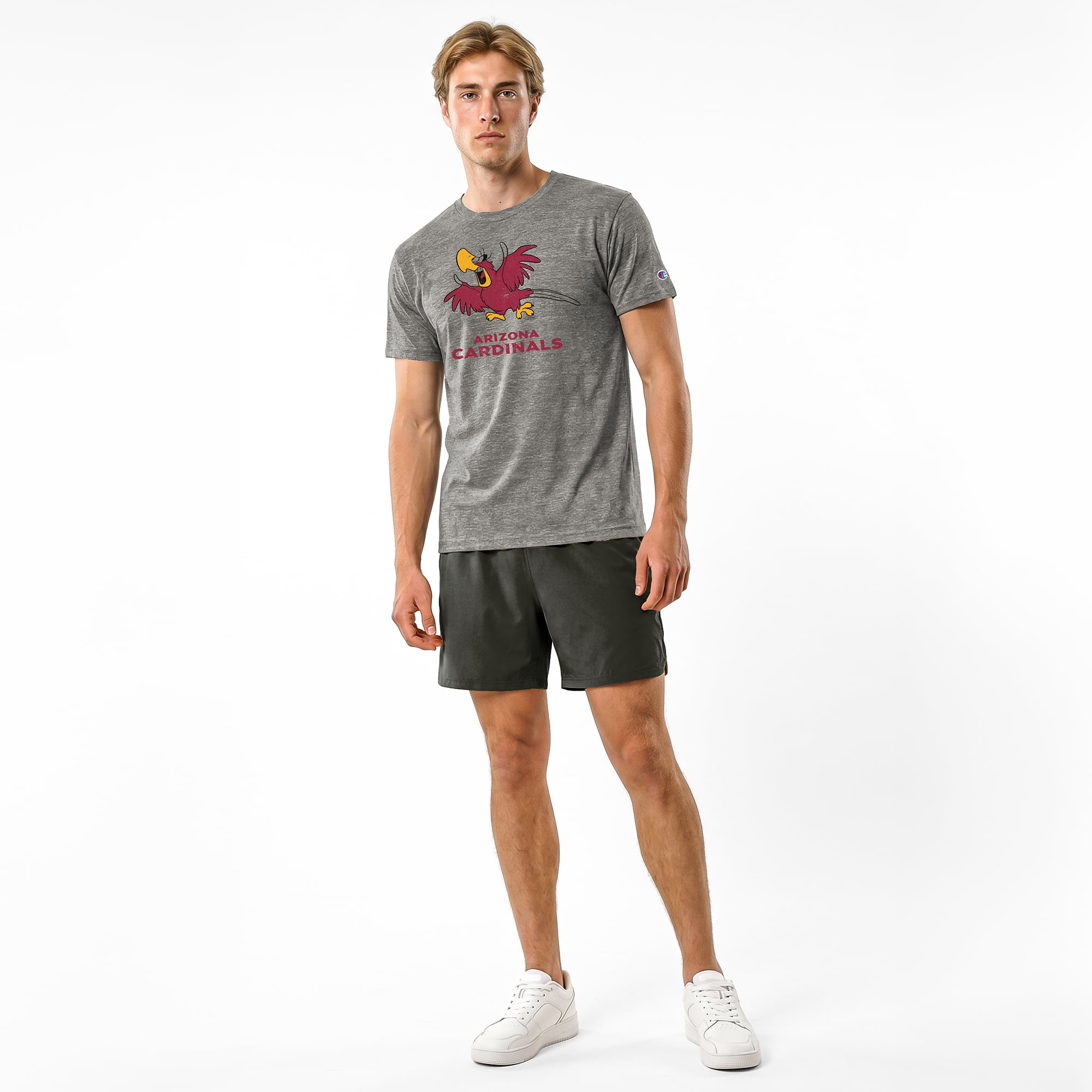 Men's Disney x Champion Gray Arizona Cardinals Iago Tri-Blend T-Shirt
