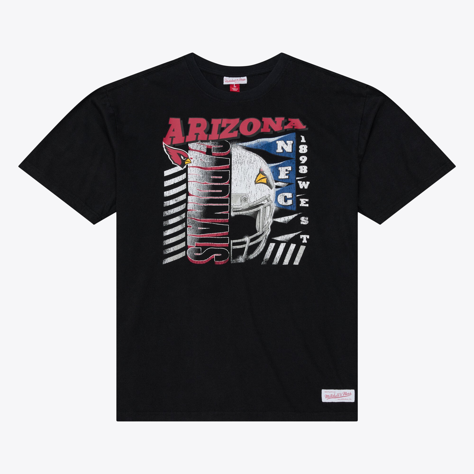 T-shirt à manches courtes Mitchell & Ness pour homme, noir, Arizona Cardinals Core Essentials Street Graphic