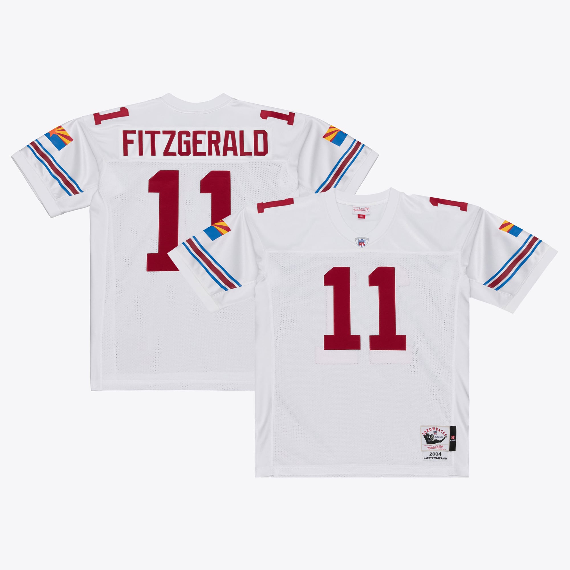 Men's Mitchell & Ness Larry Fitzgerald White Arizona Cardinals 2004 Authentic Throwback Jersey