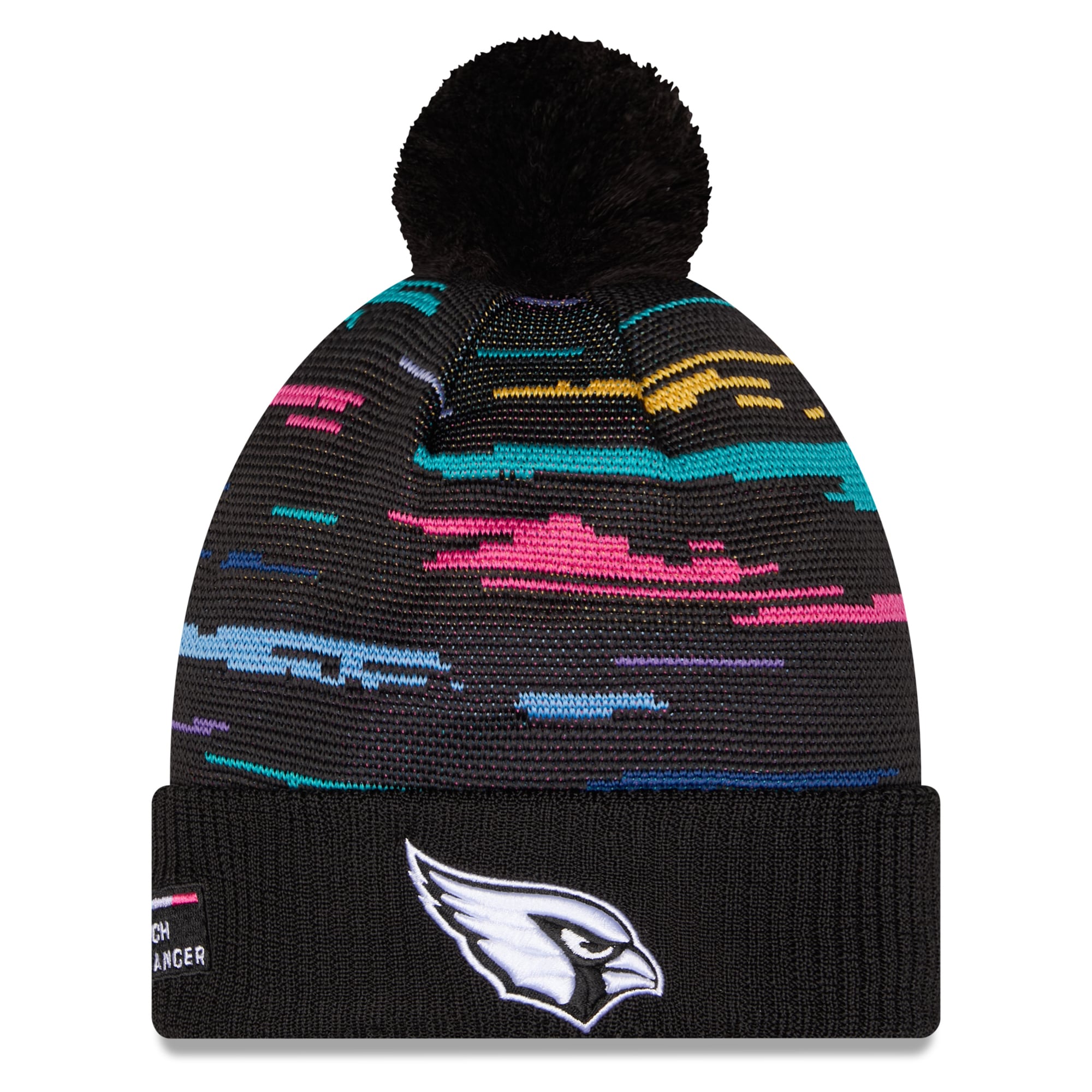 Bonnet à revers New Era noir pour homme, Arizona Cardinals 2026 NFL Crucial Catch, avec pompon