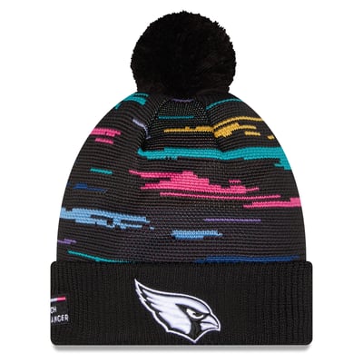 Arizona Cardinals New Era 2026 NFL Crucial Catch Cuffed Knit Hat with Pom - Black