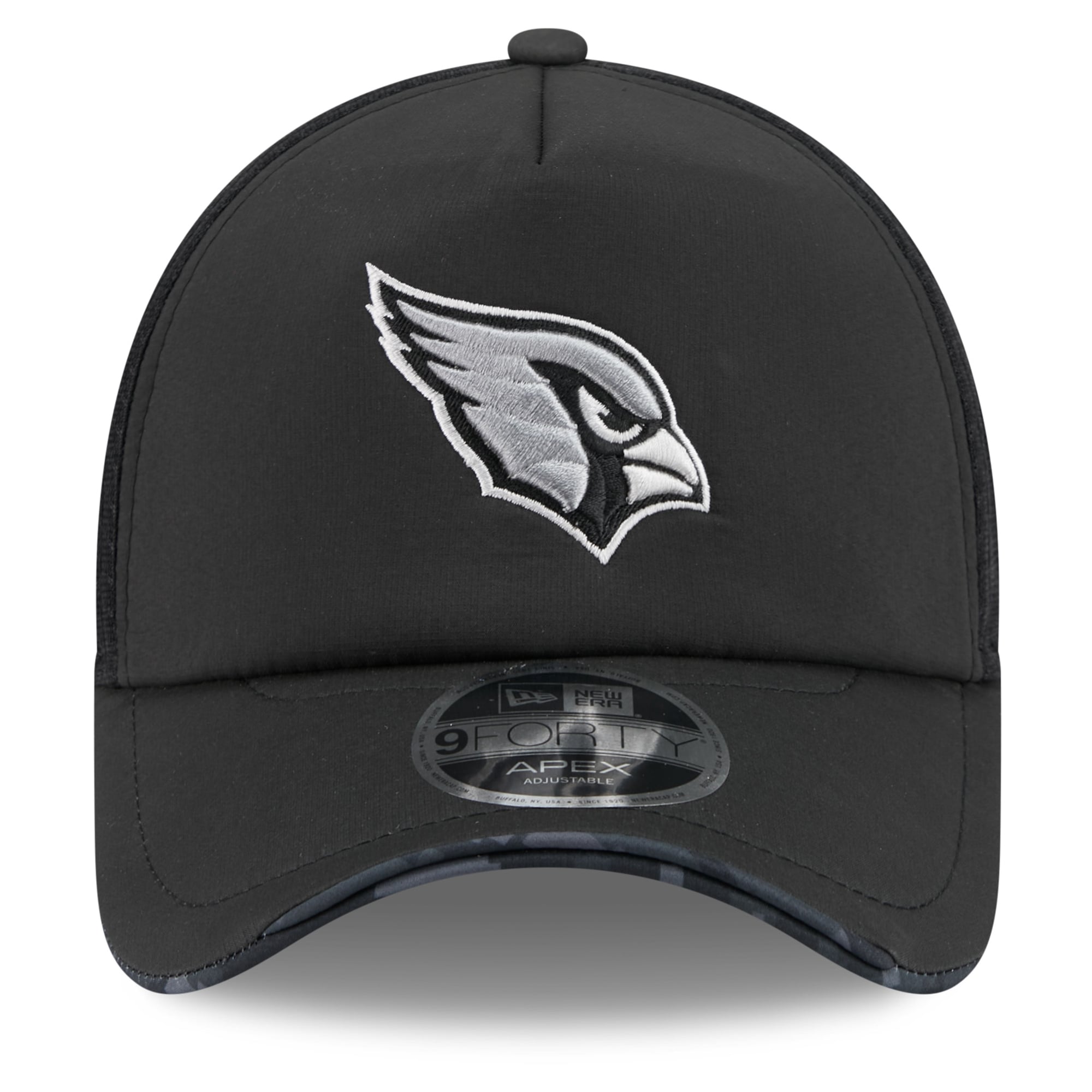 Men's New Era Black Arizona Cardinals 2026 Salute To Service Apex 9FORTY Adjustable Trucker Hat
