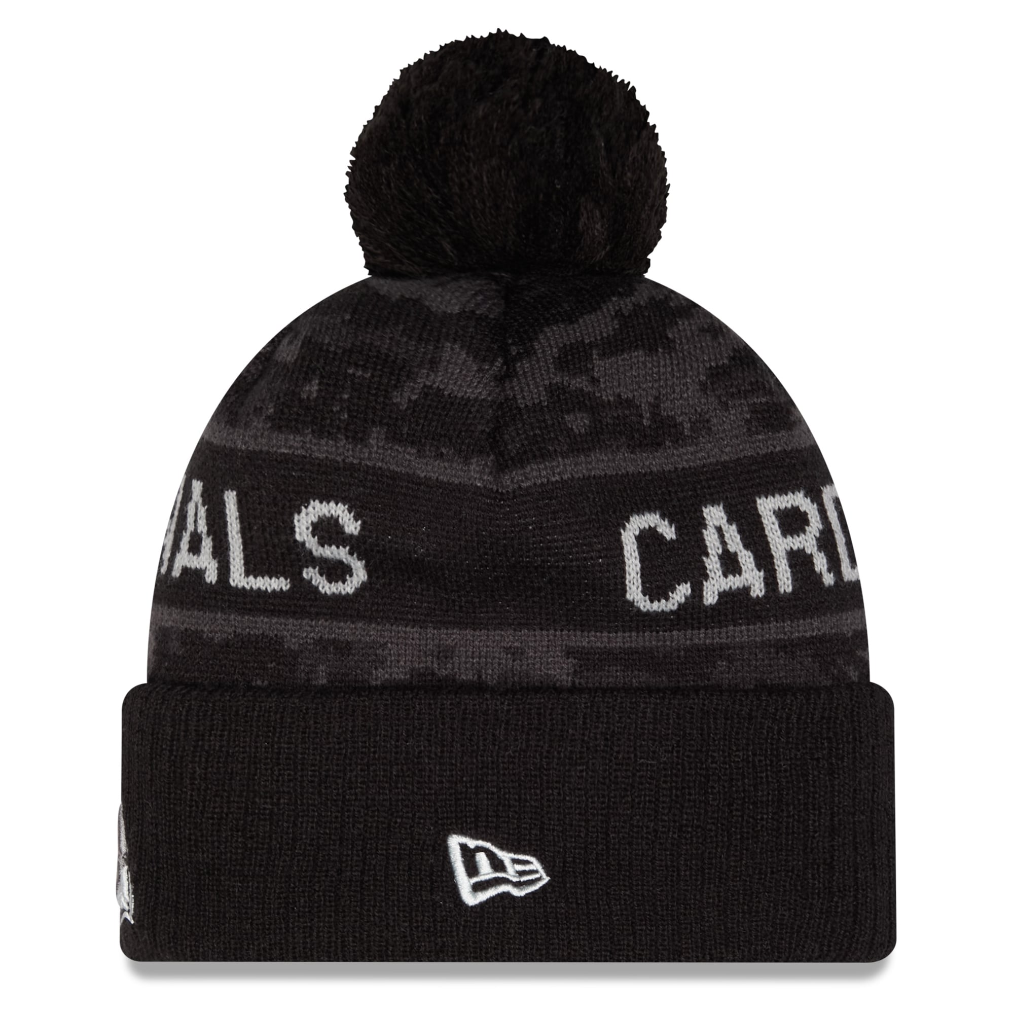 Bonnet à revers New Era noir pour homme, Arizona Cardinals 2026 Salute To Service, avec pompon