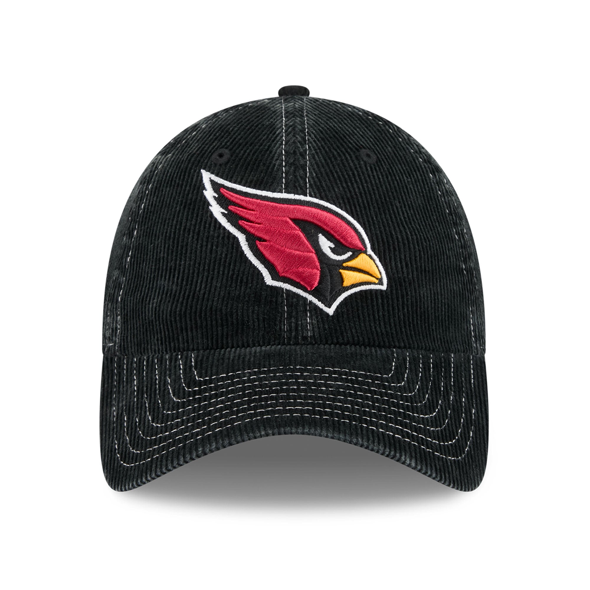 Casquette New Era noire pour homme, style classique décontracté en velours côtelé, Arizona Cardinals, ajustable