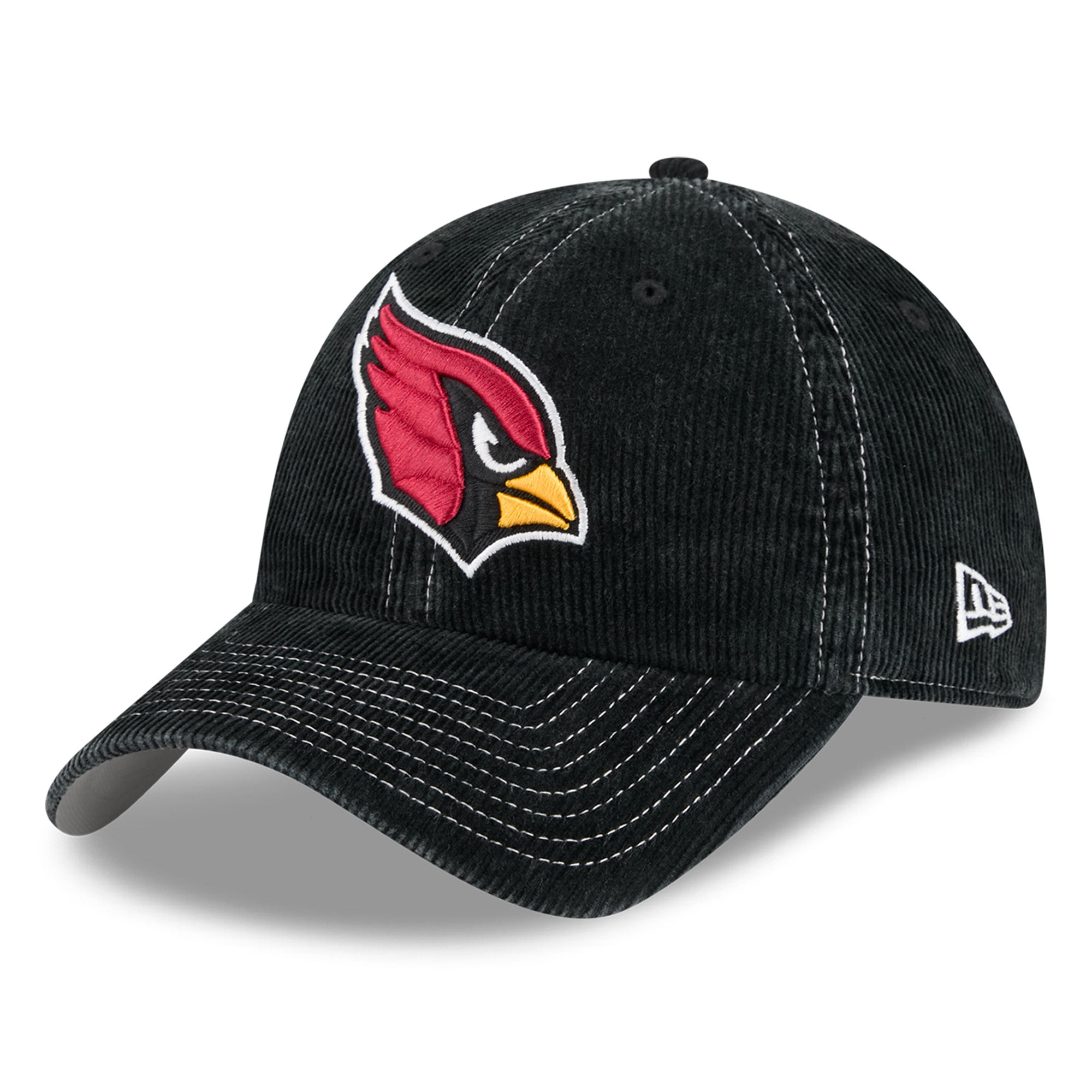 Casquette New Era noire pour homme, style classique décontracté en velours côtelé, Arizona Cardinals, ajustable