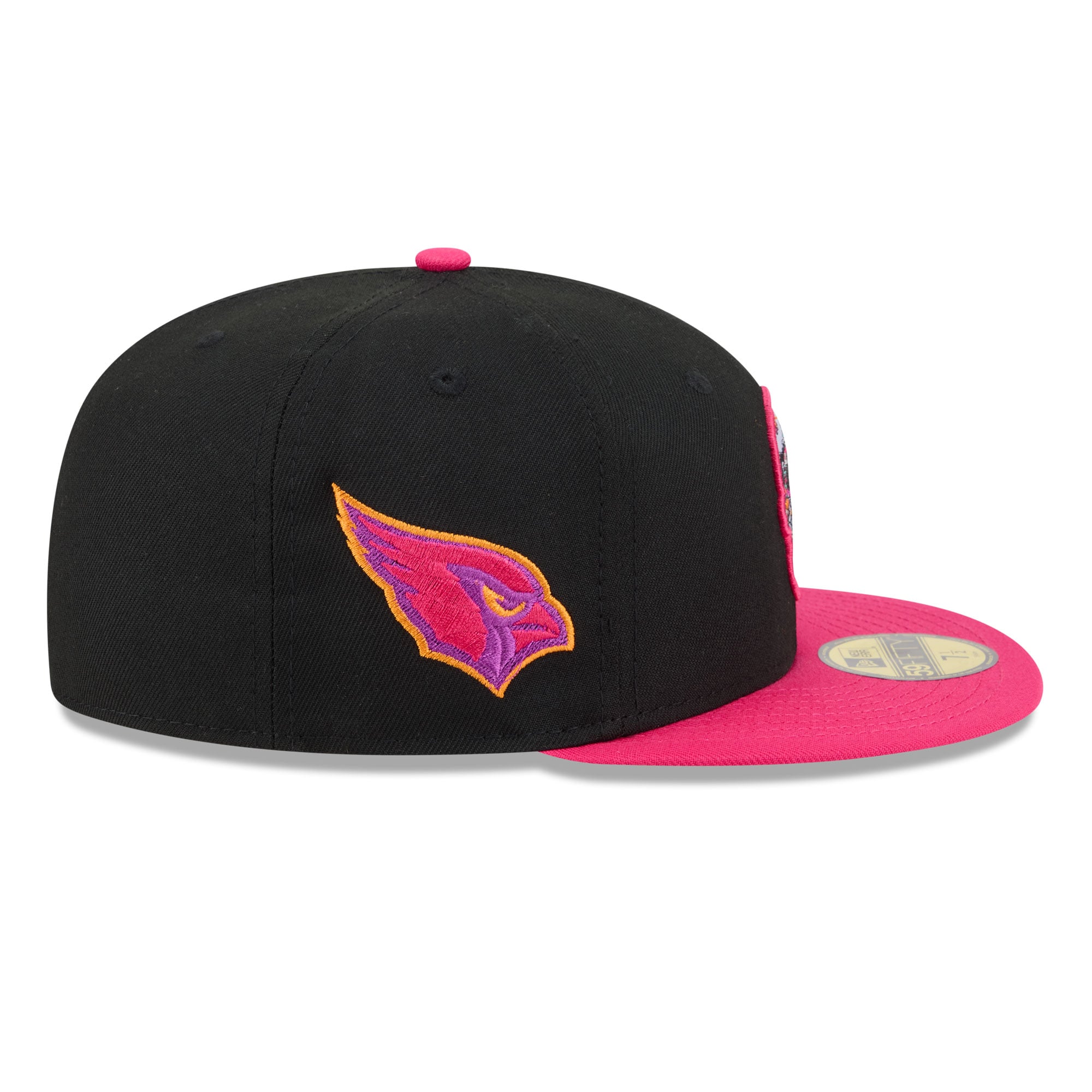 Casquette ajustée New Era 59FIFTY pour homme, noire et rose, Arizona Cardinals, Jour des Morts