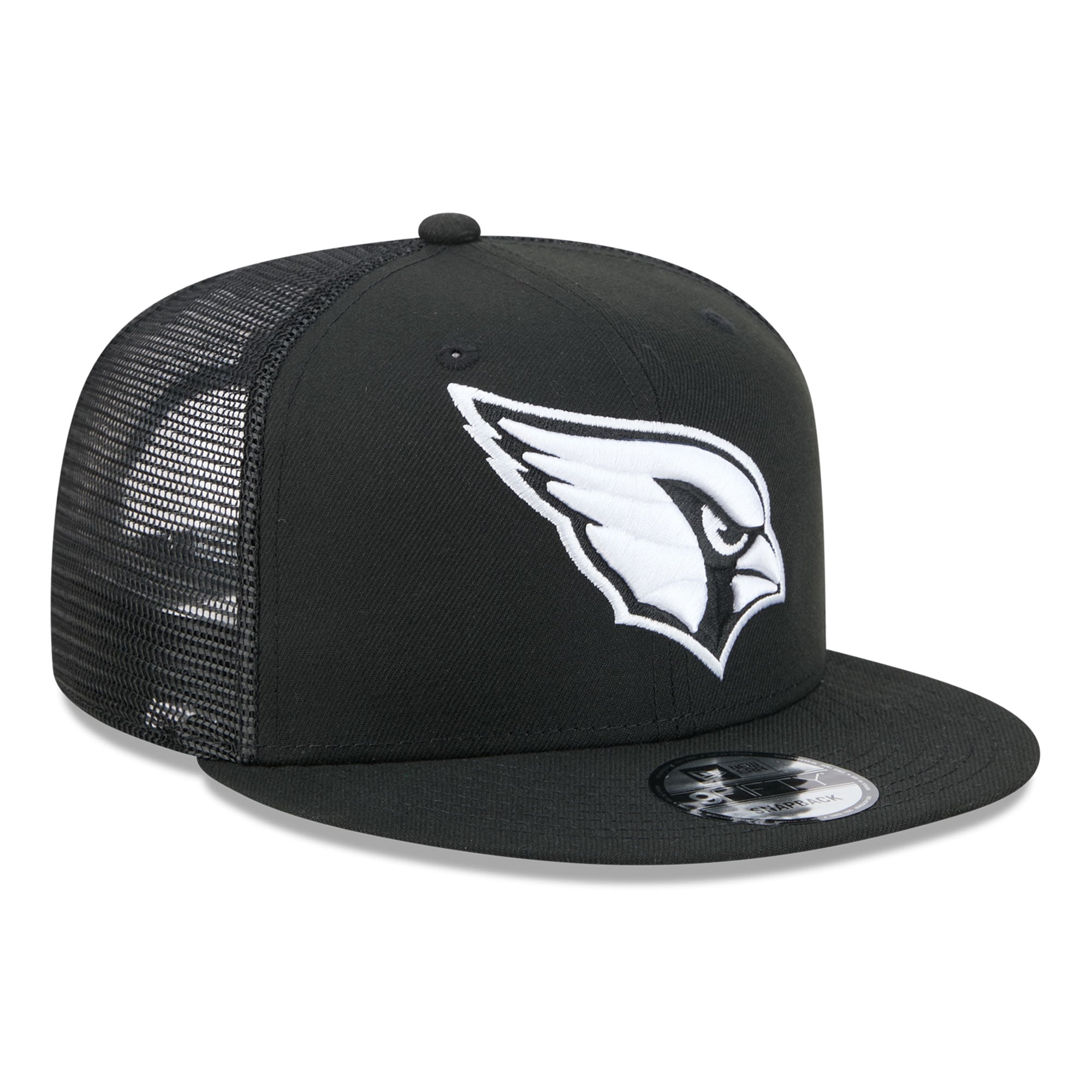 Casquette trucker snapback New Era 9FIFTY noire et blanche Arizona Cardinals pour homme