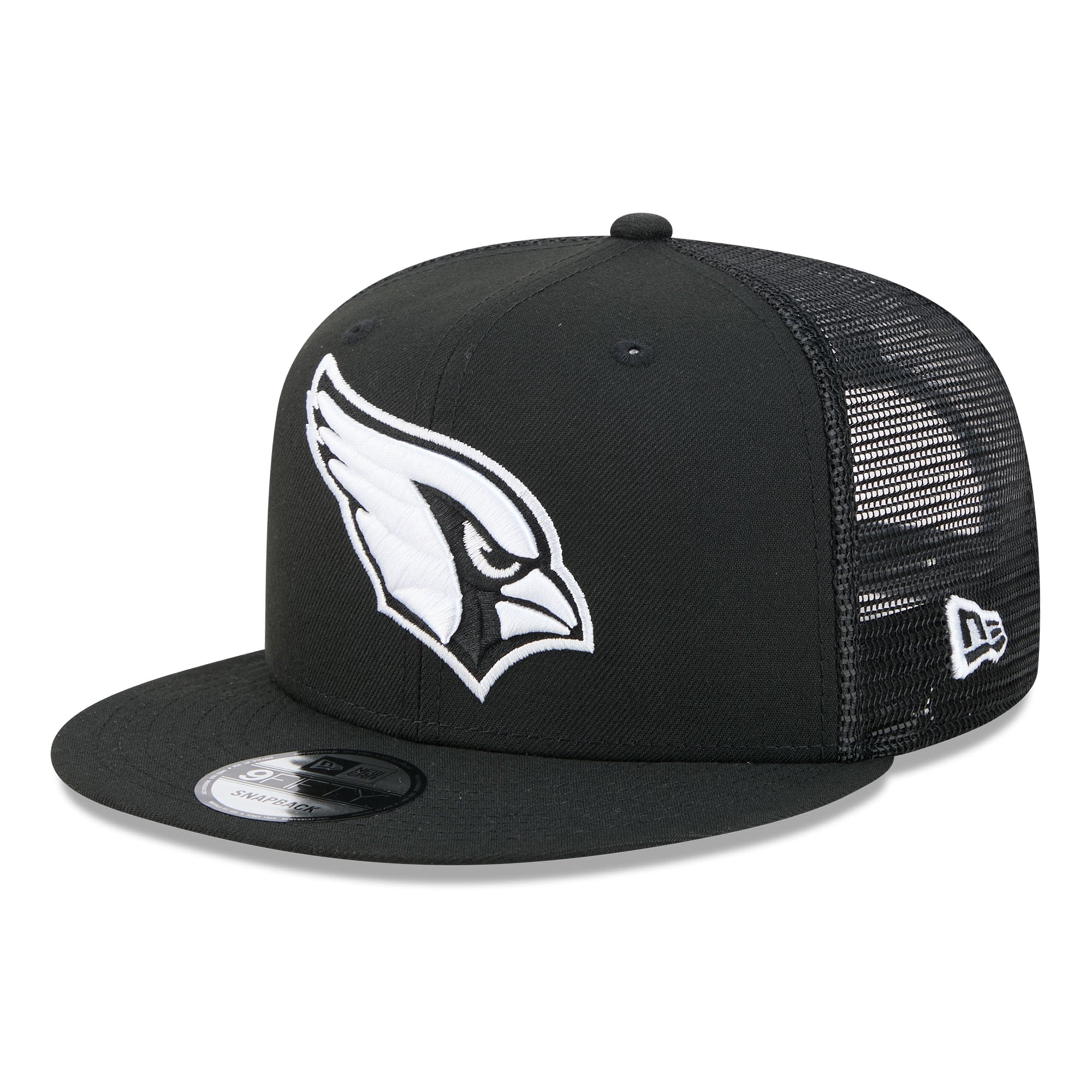 Casquette trucker snapback New Era 9FIFTY noire et blanche Arizona Cardinals pour homme