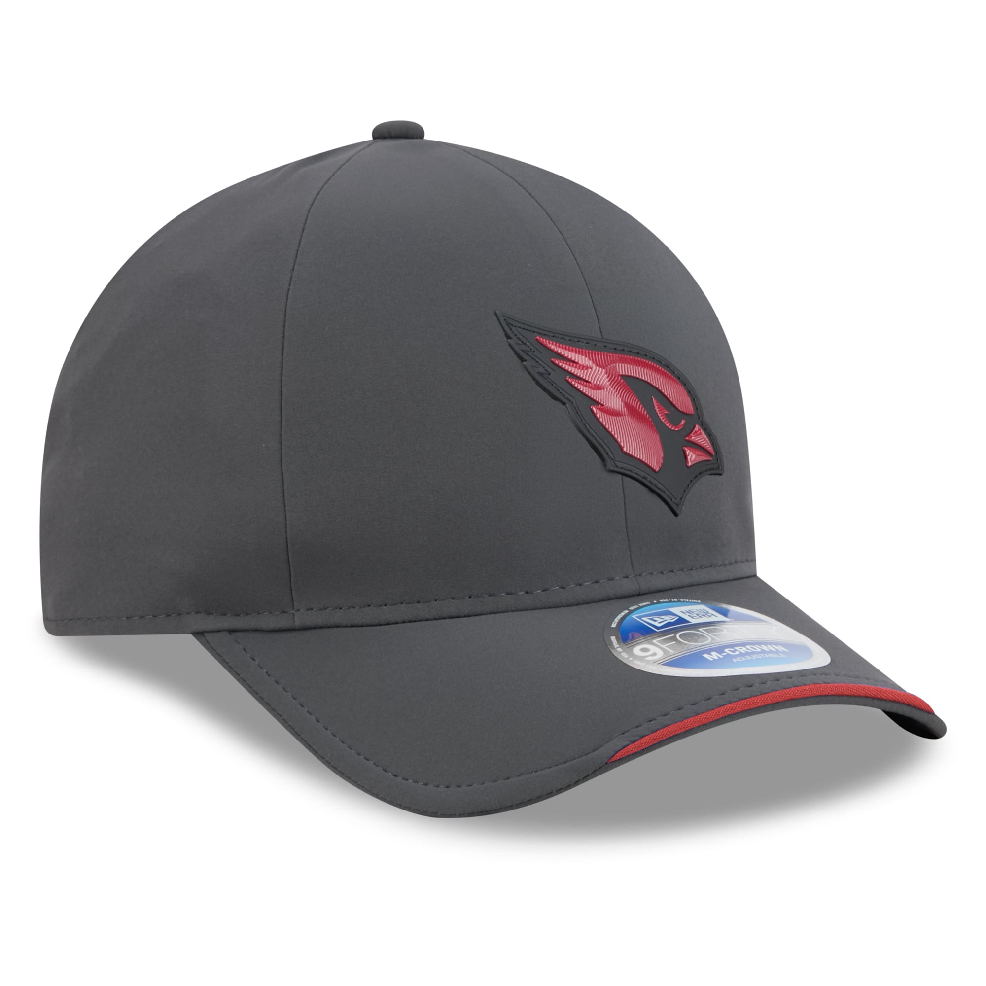 Casquette ajustable New Era Arizona Cardinals 2026 Sideline pour homme, couleur anthracite, modèle 9FORTY M-Crown, idéale pour les temps froids.