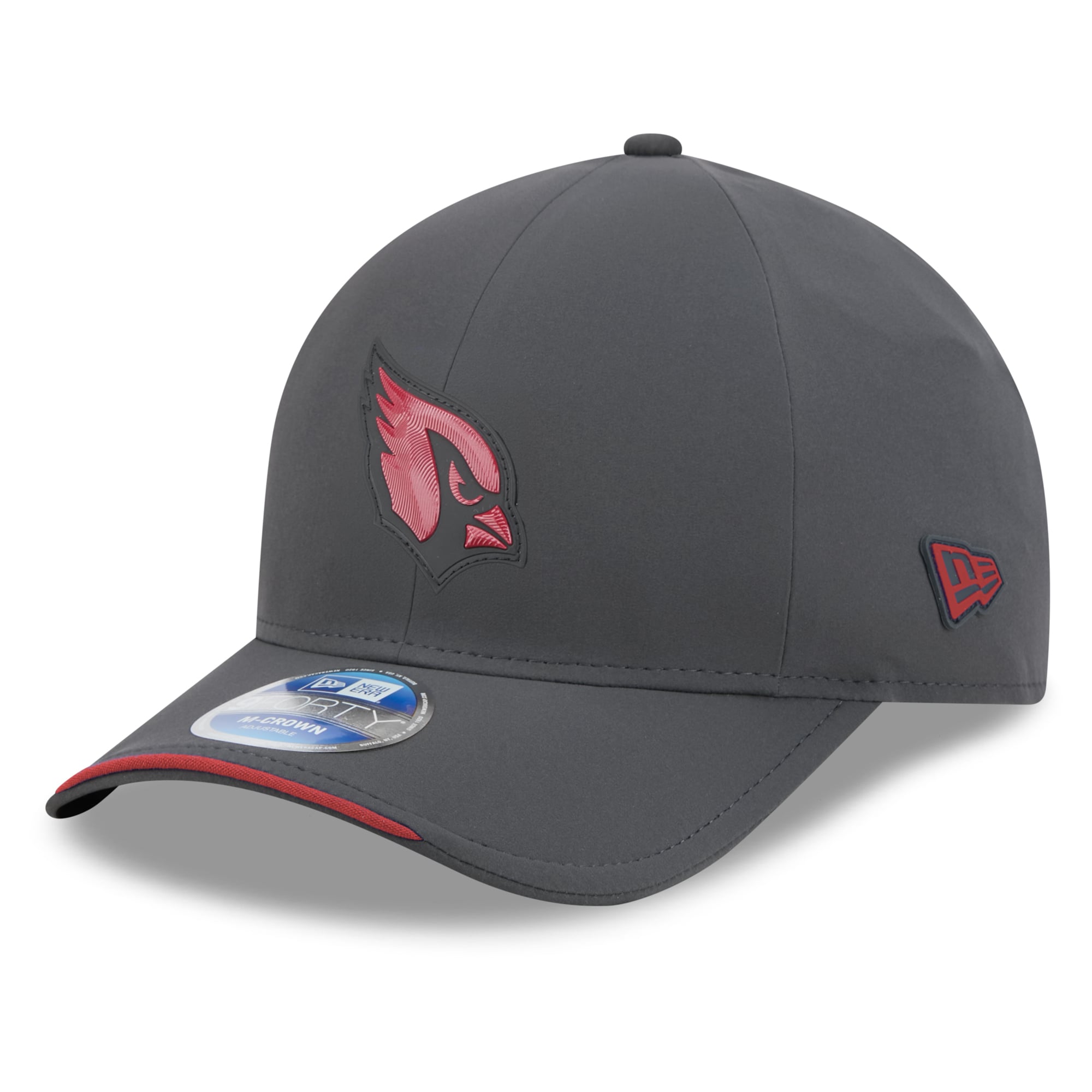Casquette ajustable New Era Arizona Cardinals 2026 Sideline pour homme, couleur anthracite, modèle 9FORTY M-Crown, idéale pour les temps froids.