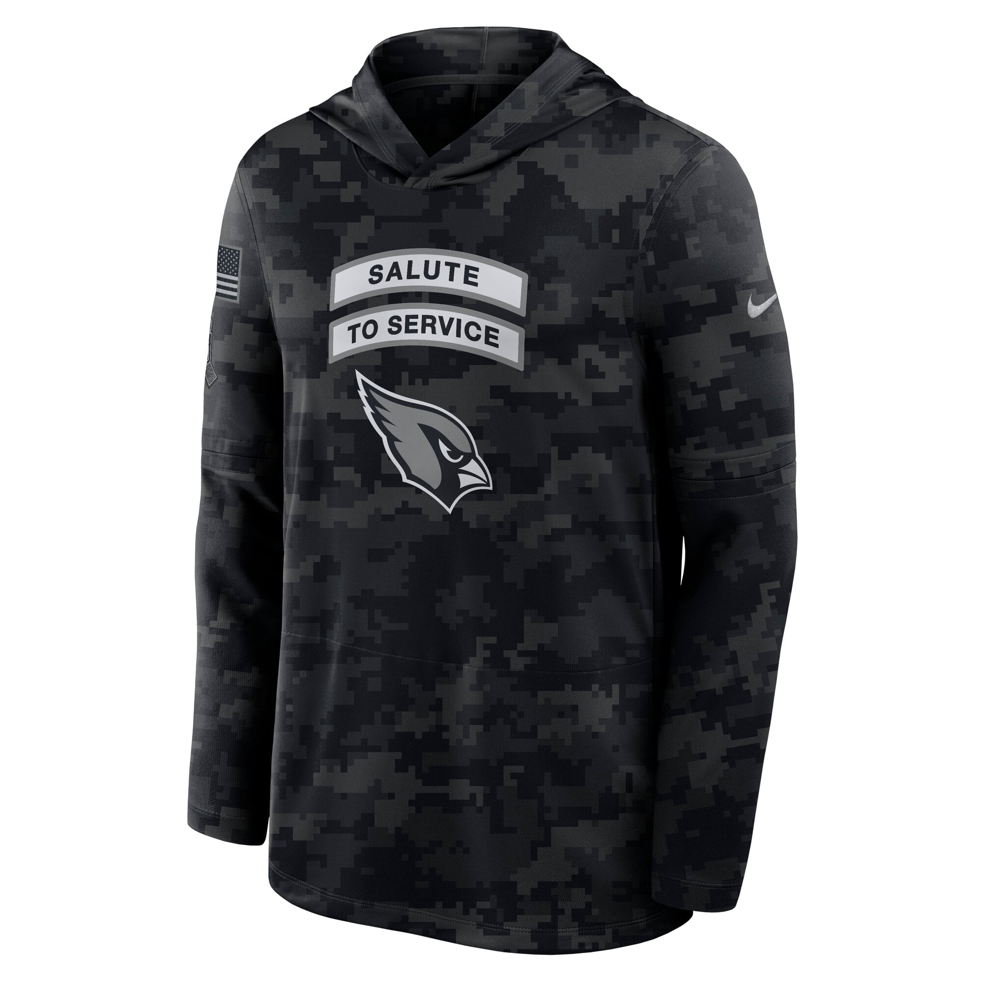 Haut à capuche léger manches longues Nike Arizona Cardinals 2026 Salute to Service Sideline pour homme, noir.
