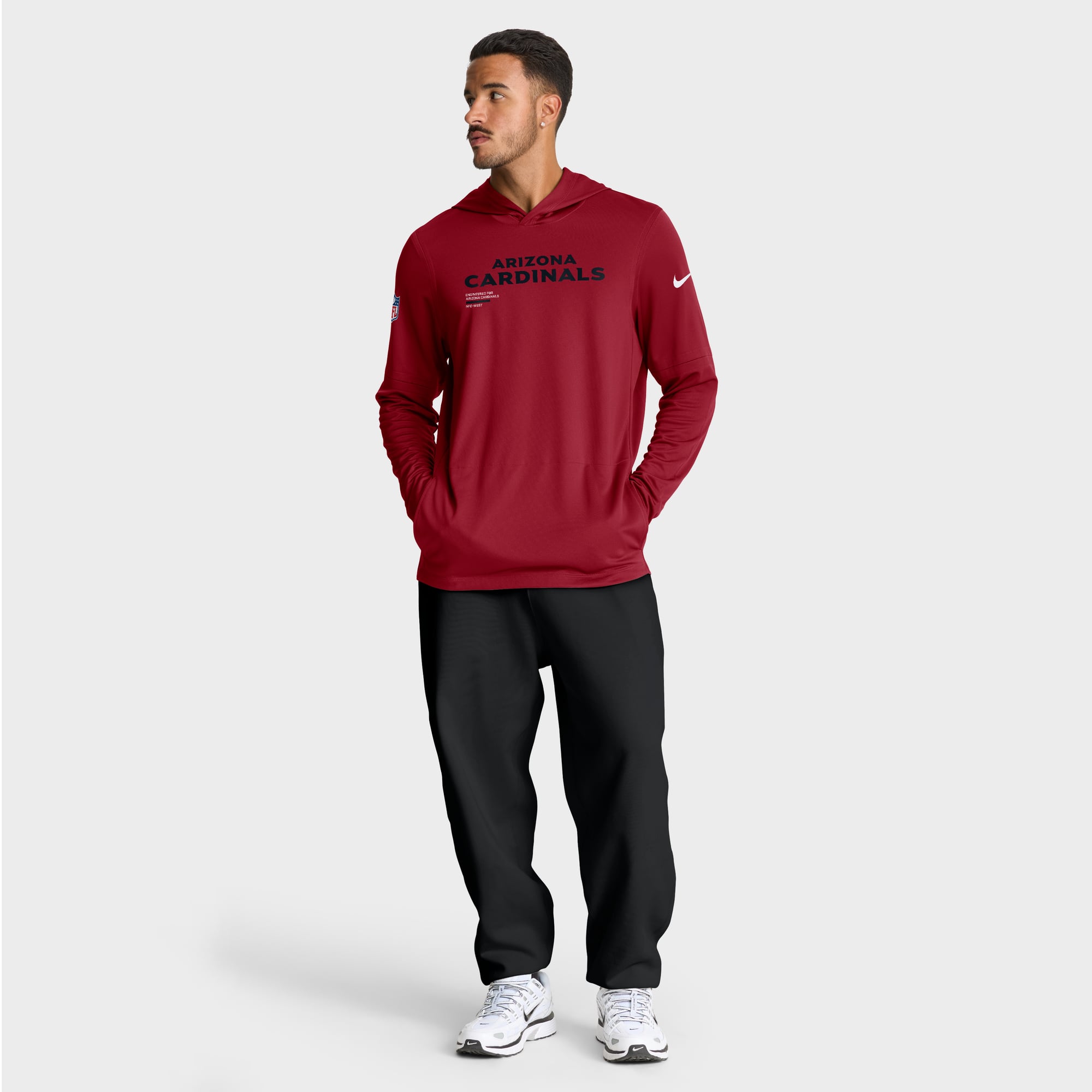 Men's Nike Cardinal Arizona Cardinals Sideline Pure Fury Dri-FIT Long Sleeve Hooded T-Shirt