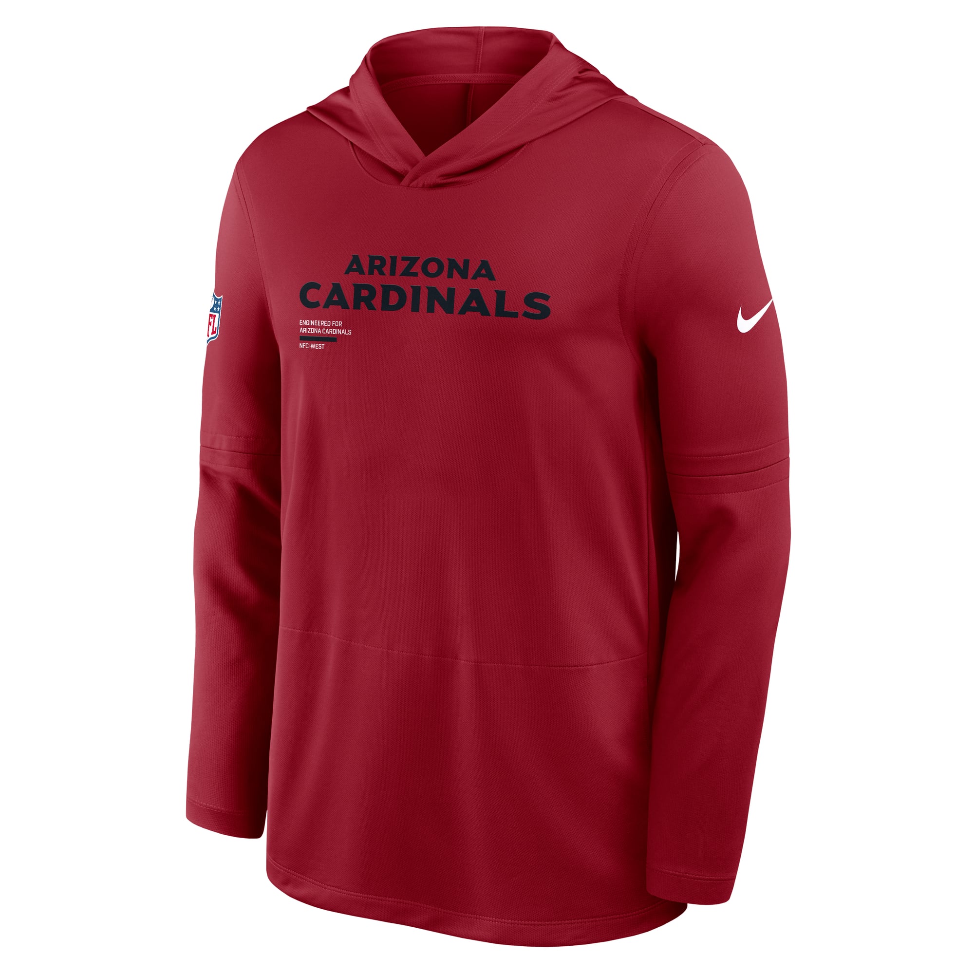 Men's Nike Cardinal Arizona Cardinals Sideline Pure Fury Dri-FIT Long Sleeve Hooded T-Shirt