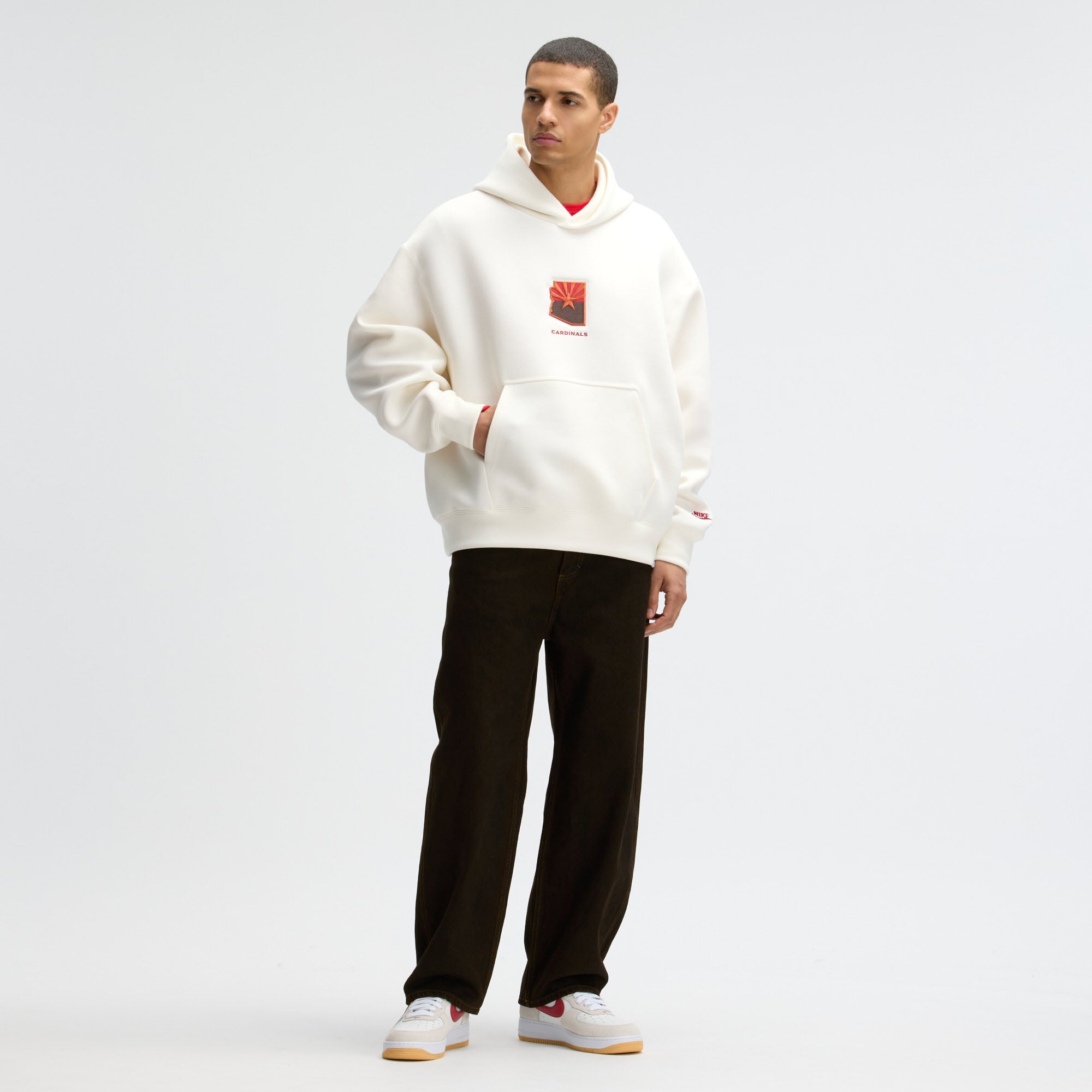 Men's Nike Natural Arizona Cardinals Rivalries Collection Oversized Tech Fleece Hoodie