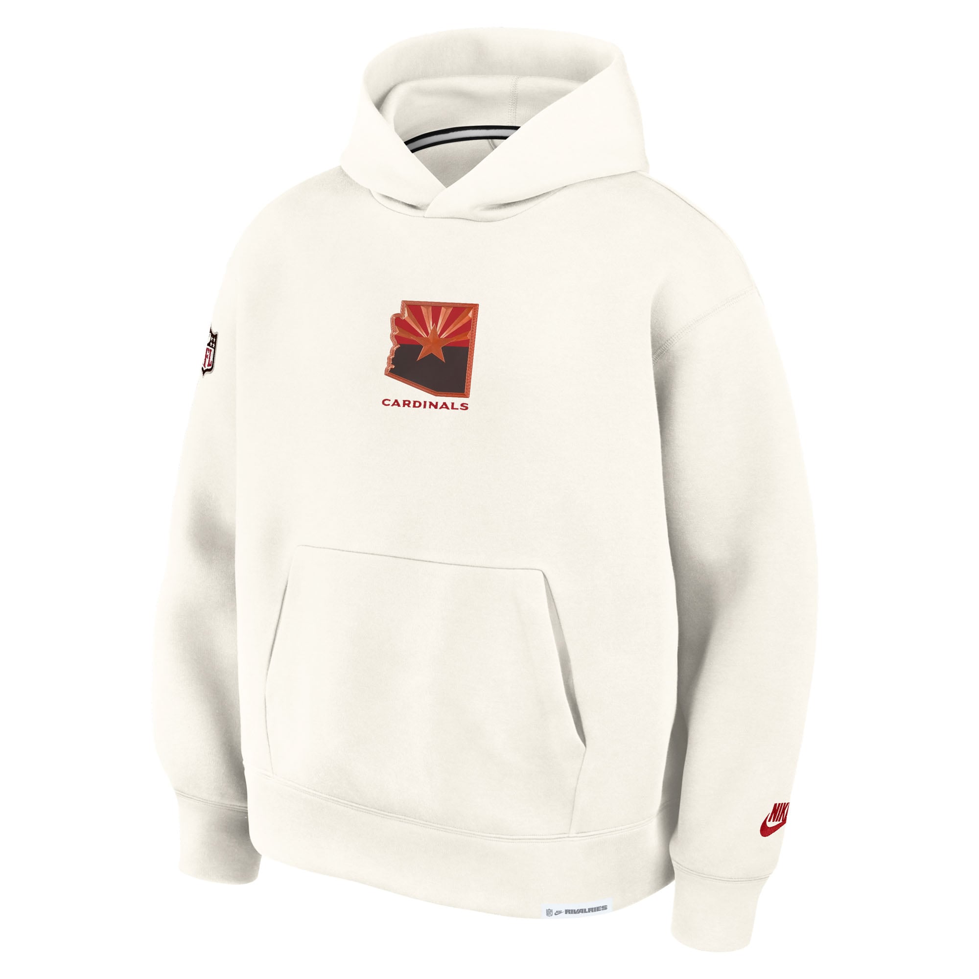 Men's Nike Natural Arizona Cardinals Rivalries Collection Oversized Tech Fleece Hoodie
