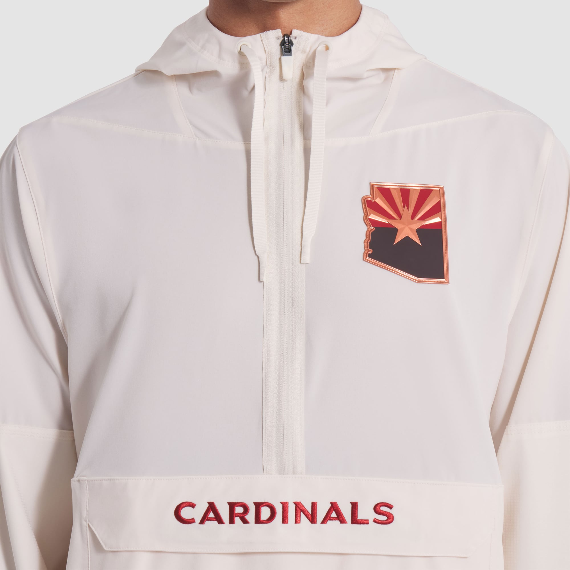 Men's Nike Natural Arizona Cardinals Rivalries Collection Sideline Anorak Half-Zip Hoodie Jacket