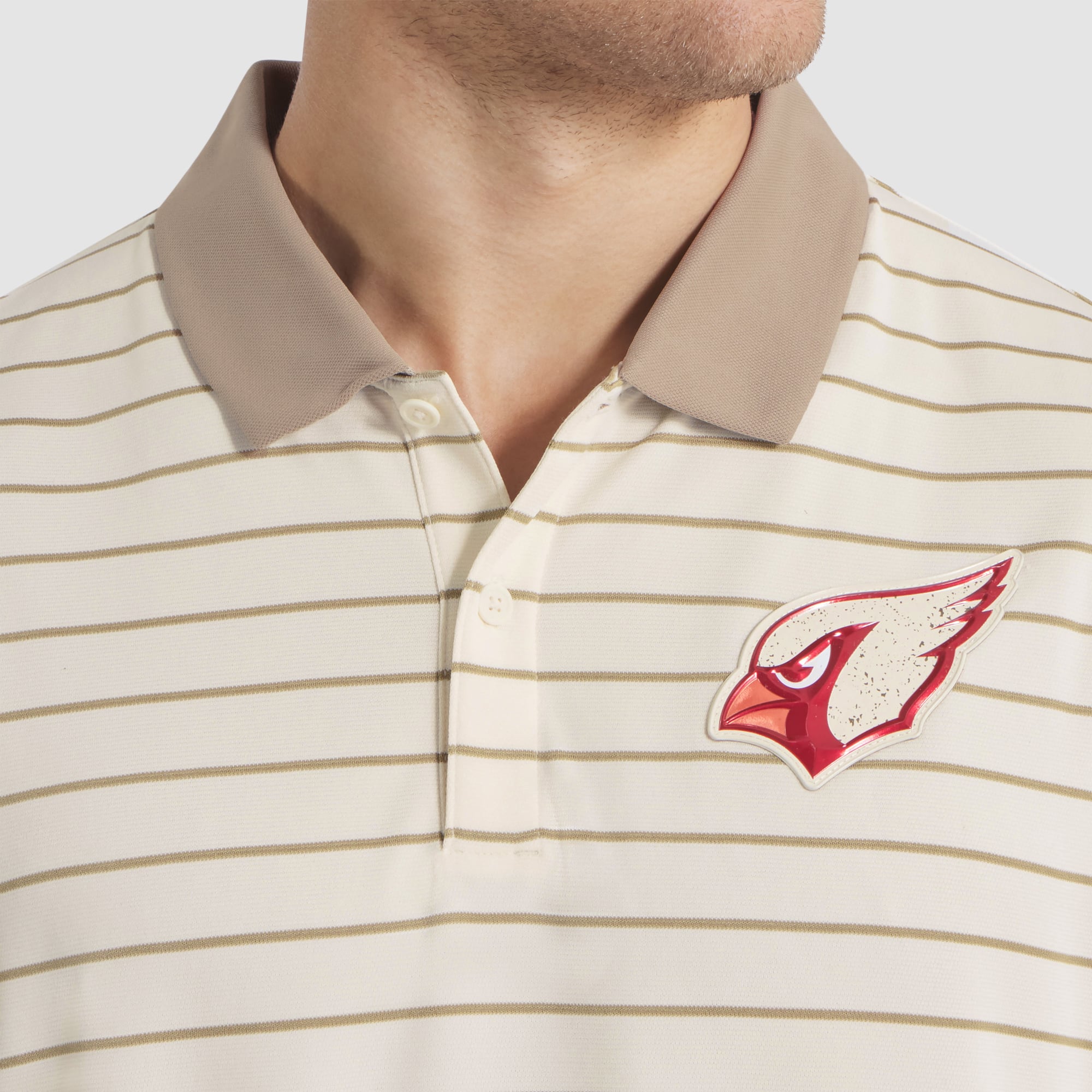 Men's Nike Natural Arizona Cardinals Rivalries Collection Sideline Victory Striped Dri-FIT Polo
