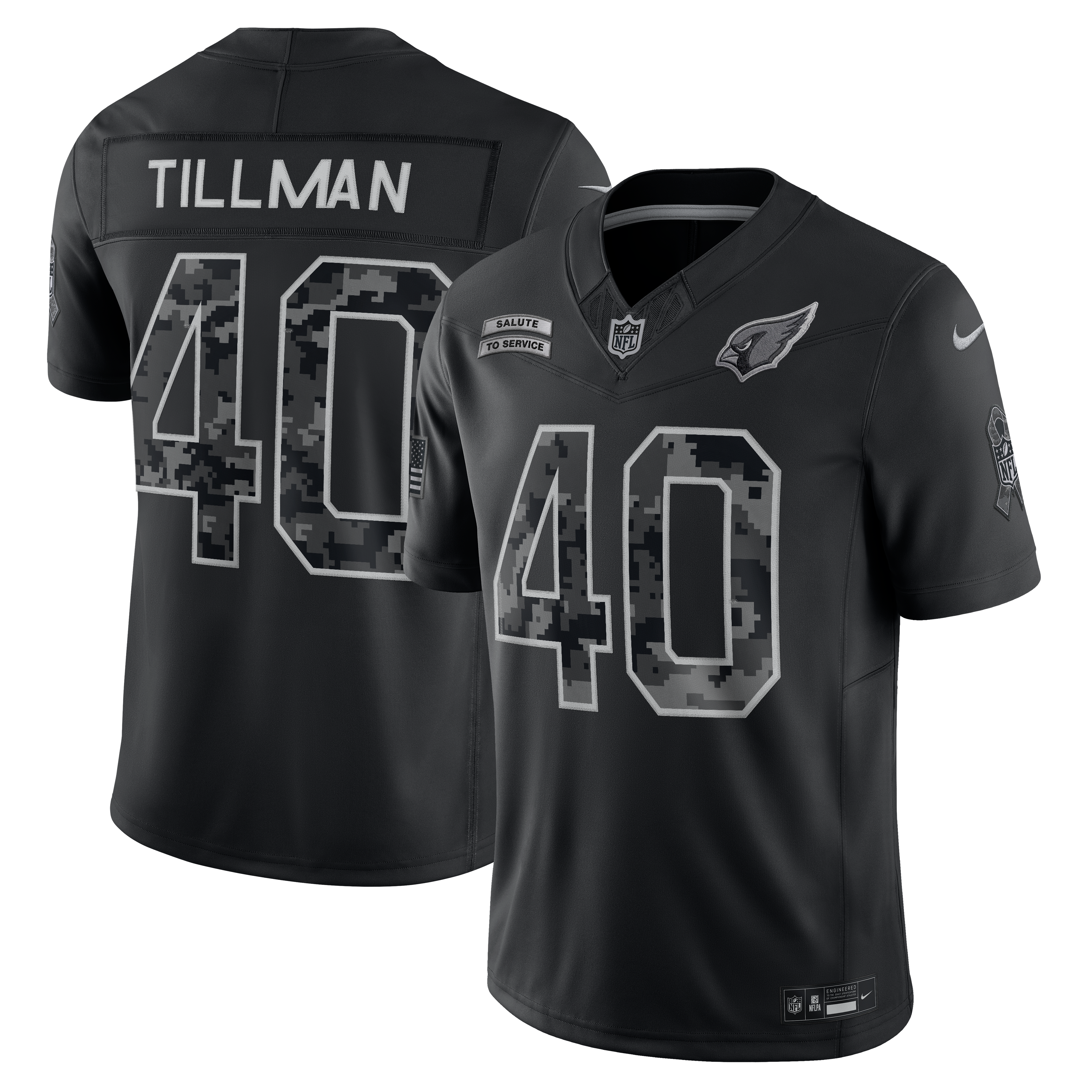 Men's Nike Pat Tillman Black Arizona Cardinals 2026 Salute to Service Retired Player Stitched Limited Jersey