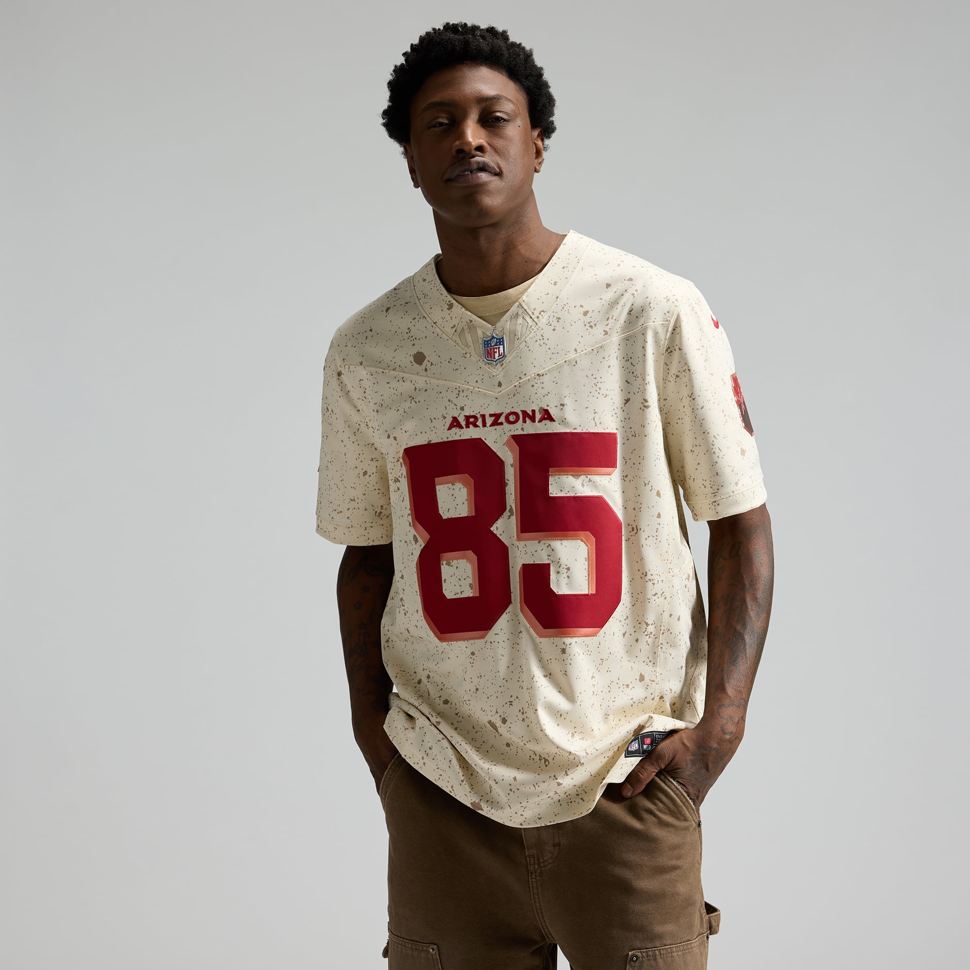 Men's Nike Trey McBride Natural Arizona Cardinals Rivalries Collection Stitched Limited Jersey