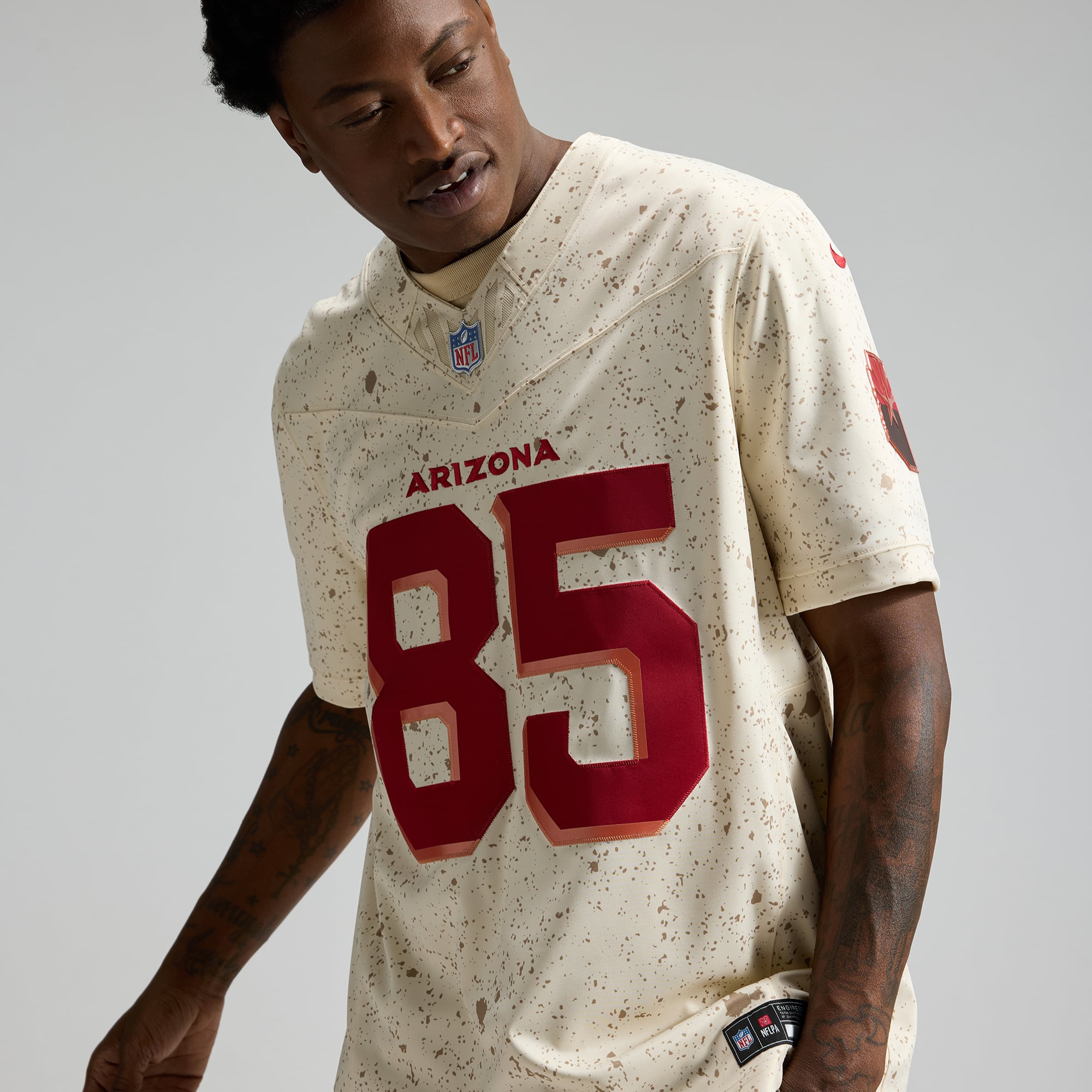 Men's Nike Trey McBride Natural Arizona Cardinals Rivalries Collection Stitched Limited Jersey