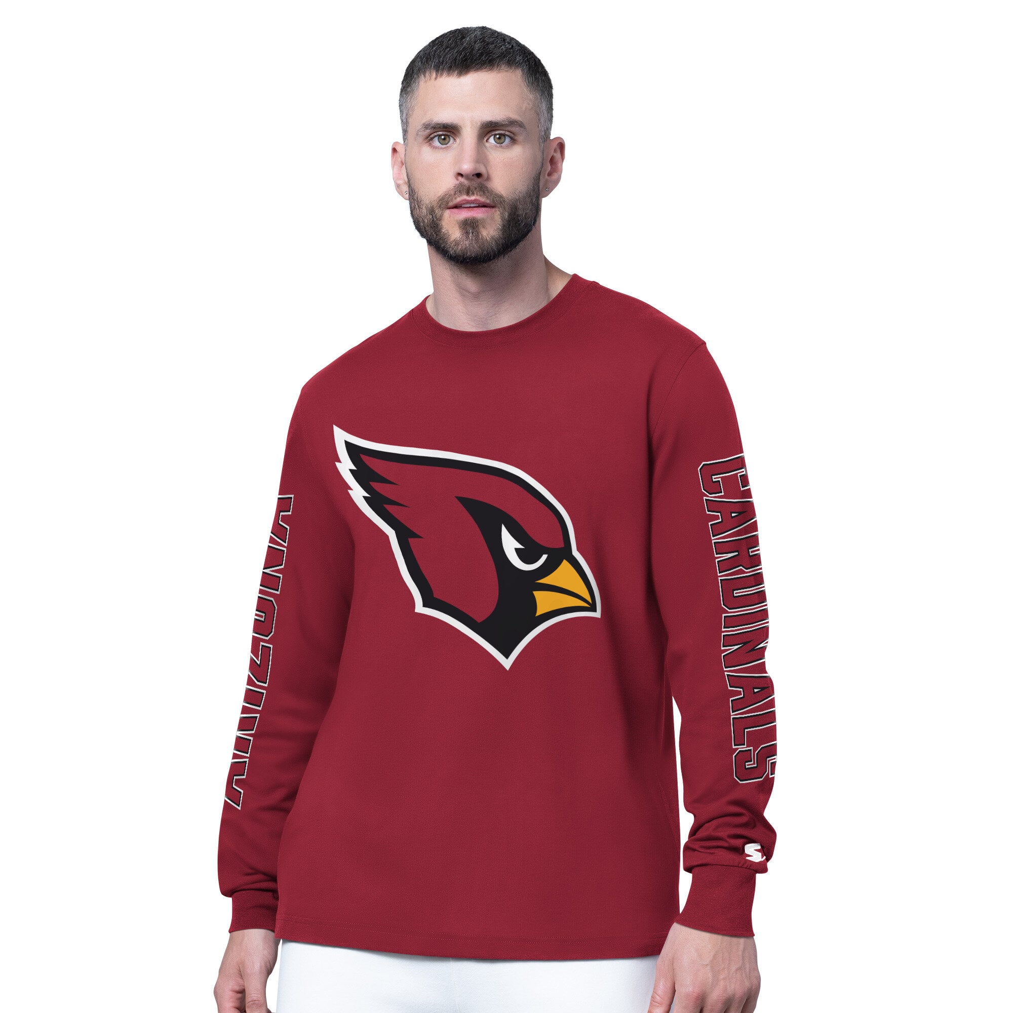 Men's Starter Cardinal Arizona Cardinals Clutch Hit II Long-Sleeve T-Shirt