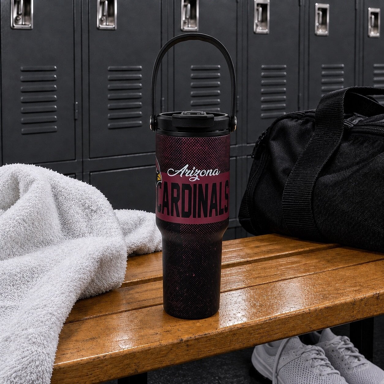Gourde Pegasus Arizona Cardinals de 710 ml (24 oz) en acier inoxydable à dégradé moucheté et double bouchon