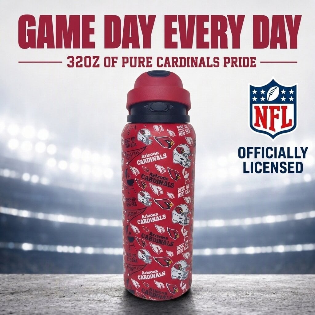 Gourde Pegasus Arizona Cardinals 32 oz, fanion de match, en acier inoxydable ProPress