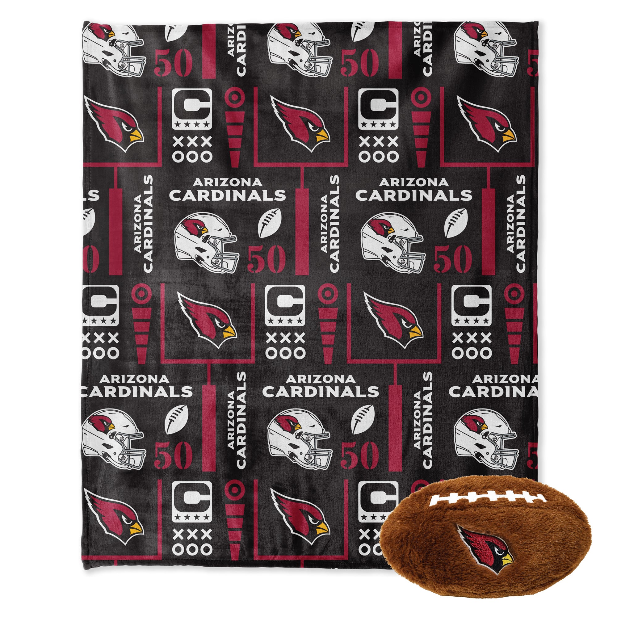 Pegasus Arizona Cardinals 50" x 60" Blackout Team Spirit Ultra Soft Throw & Plush Football Combo Pack