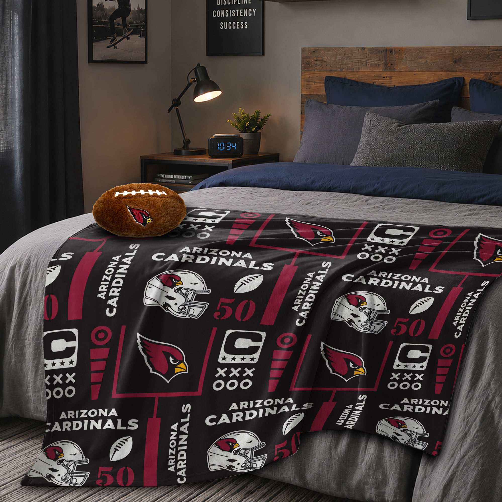 Pegasus Arizona Cardinals 50" x 60" Blackout Team Spirit Ultra Soft Throw & Plush Football Combo Pack