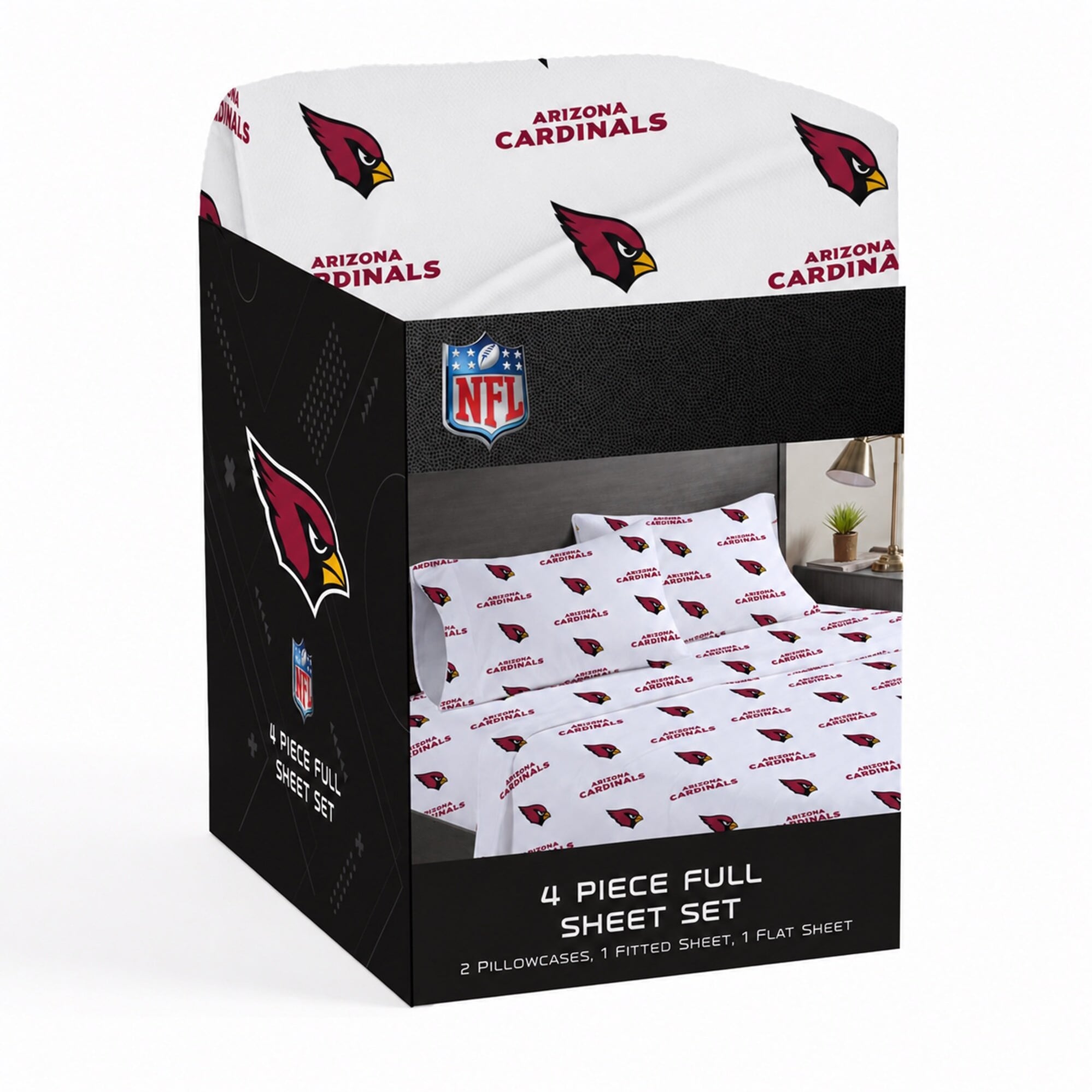 Ensemble de draps complets quatre pièces Pegasus Arizona Cardinals