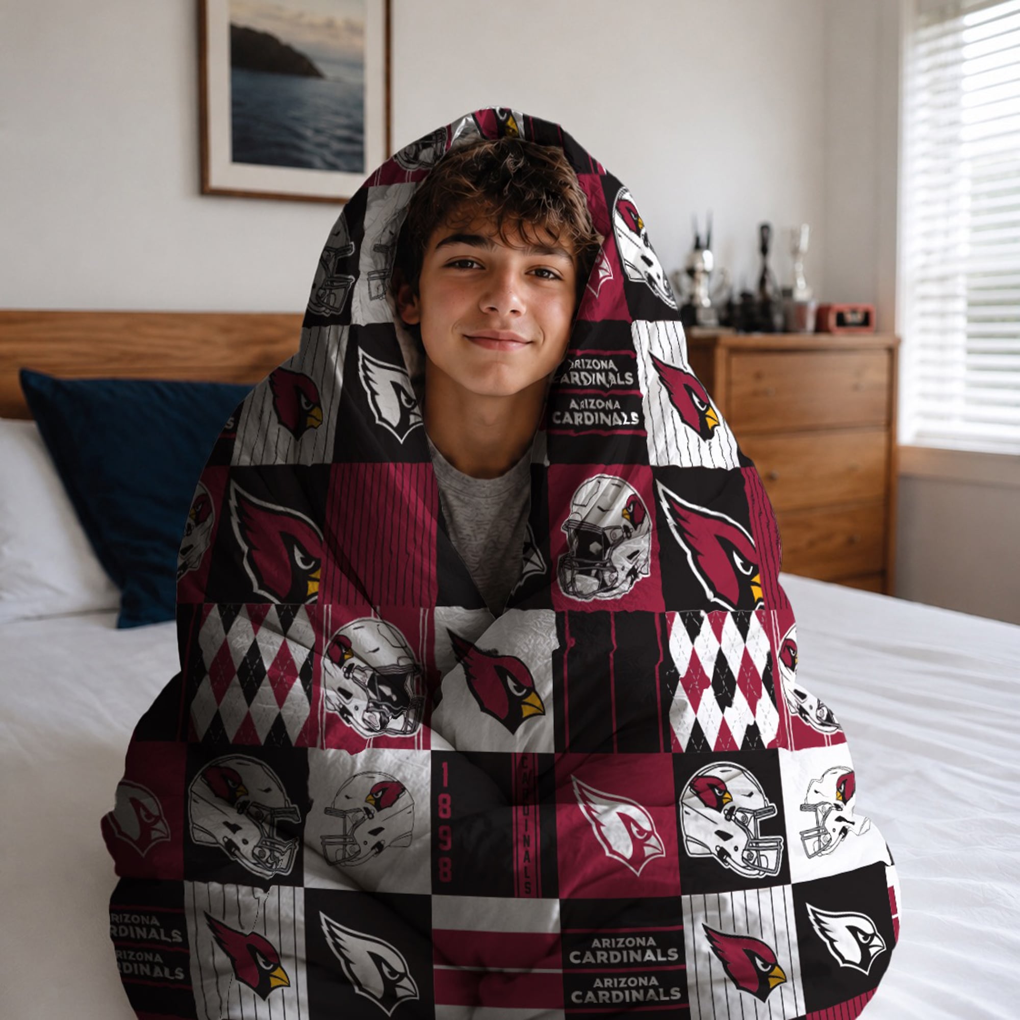Ensemble de literie trois pièces à carreaux patchwork Pegasus Arizona Cardinals (grand lit/queen)