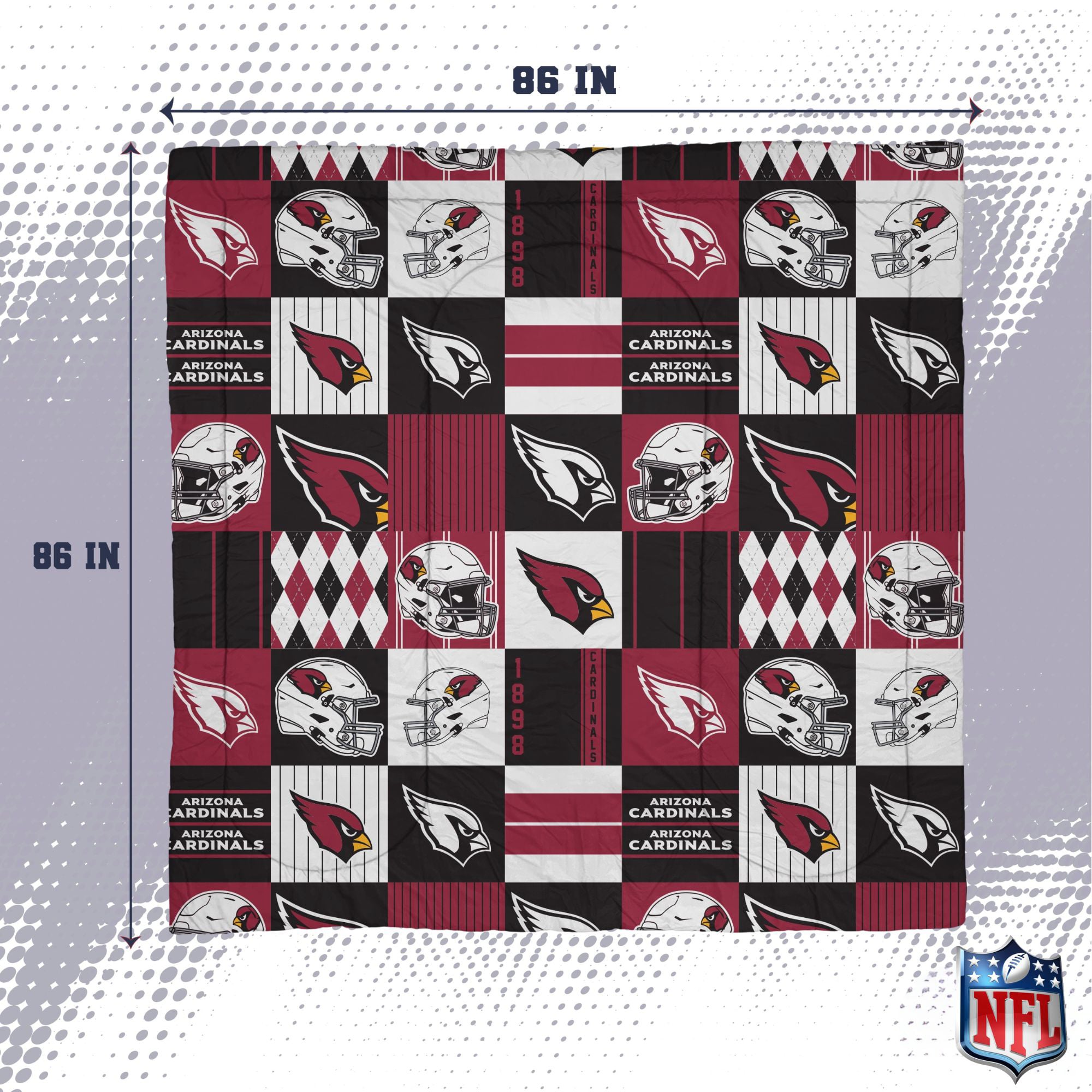 Ensemble de literie trois pièces à carreaux patchwork Pegasus Arizona Cardinals (grand lit/queen)