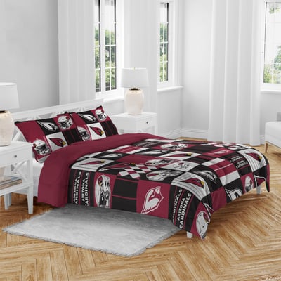 Arizona Cardinals Pegasus Patchwork Plaid Three-Piece Full/Queen Bed in a Bag Set