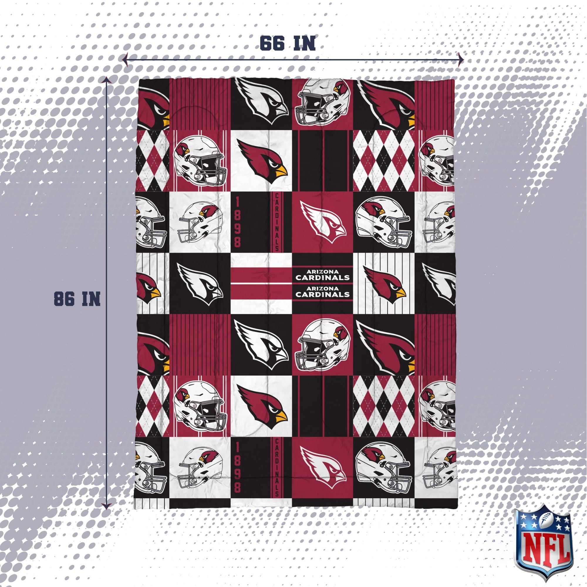 Ensemble de literie deux pièces Pegasus Arizona Cardinals Patchwork Plaid pour lit simple/simple XL