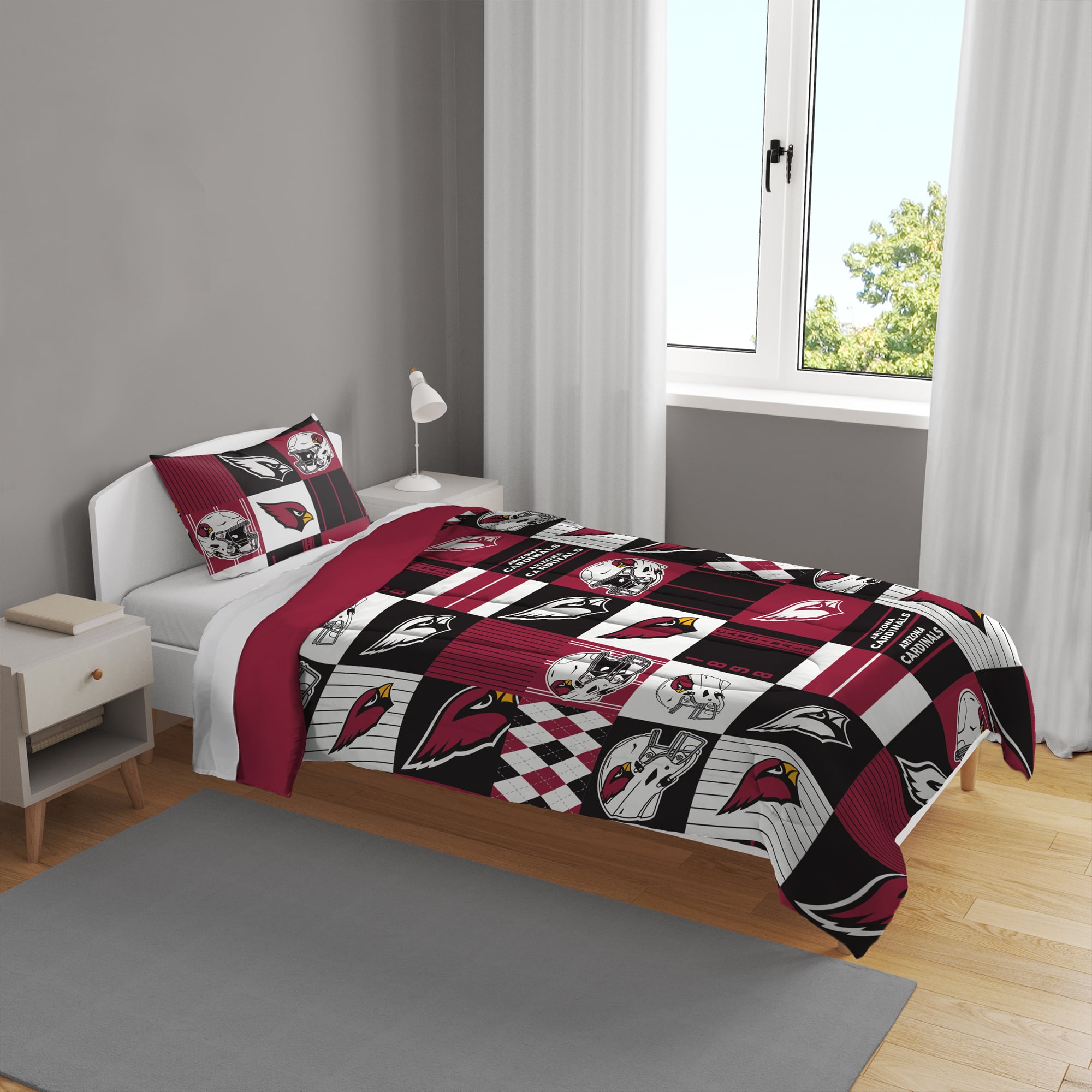 Ensemble de literie deux pièces Pegasus Arizona Cardinals Patchwork Plaid pour lit simple/simple XL