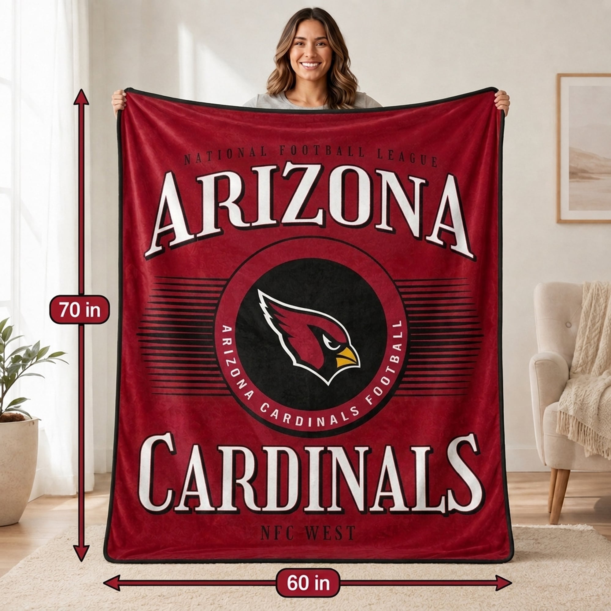 Couverture ultra douce Pegasus Arizona Cardinals Spotlight Arch 60" x 70"