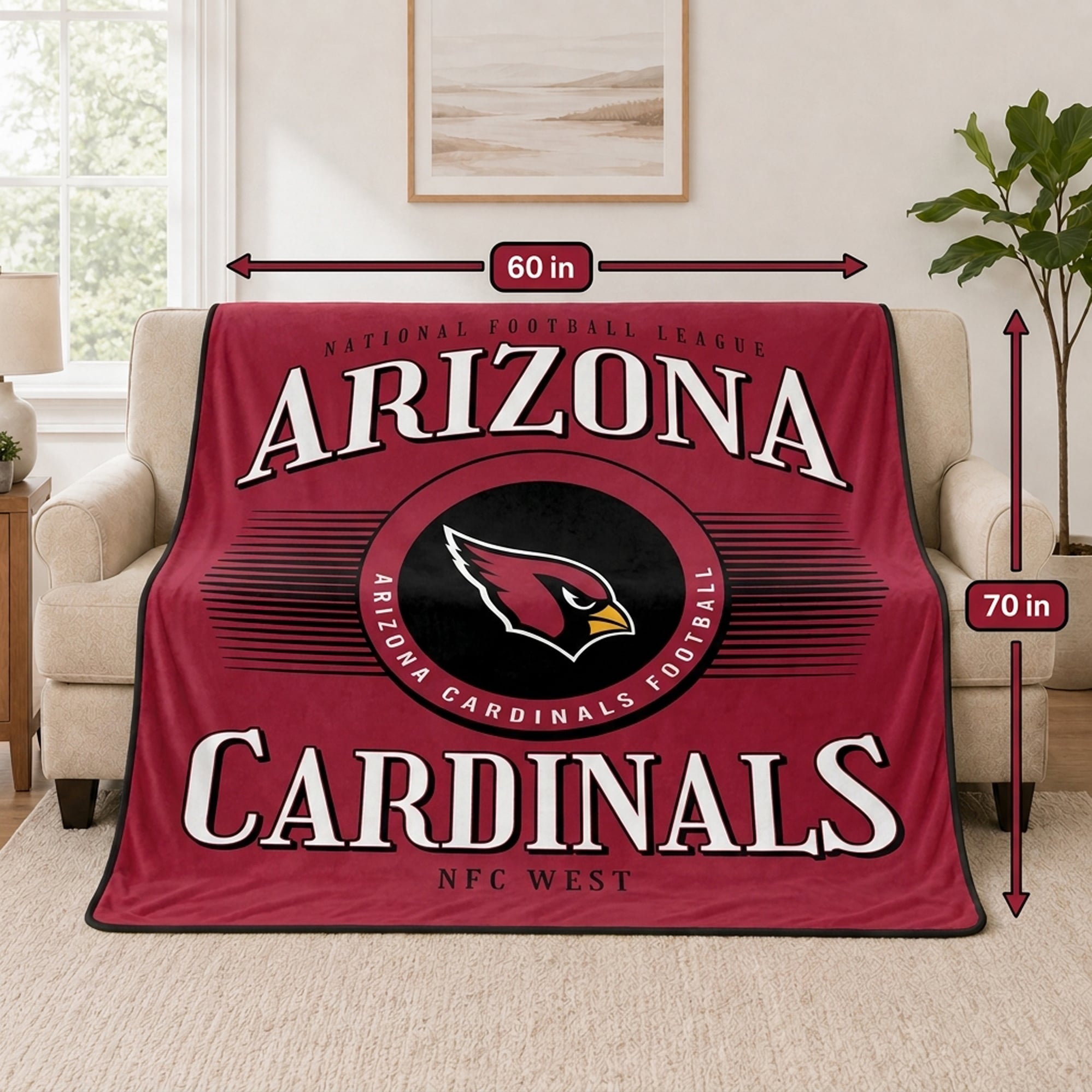 Couverture ultra douce Pegasus Arizona Cardinals Spotlight Arch 60" x 70"