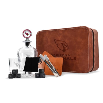 Arizona Cardinals The Memory Company Whiskey Decanter Set & Faux Leather Case