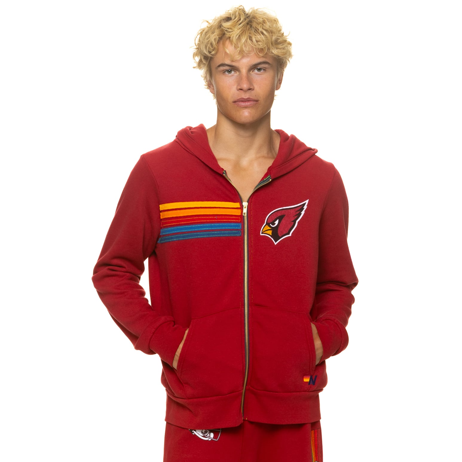 Sweat à capuche unisexe Aviator Nation Cardinal Arizona Cardinals en mélange de trois matières, fermeture éclair intégrale