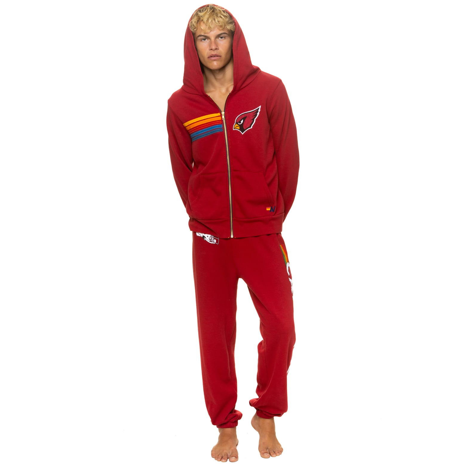 Sweat à capuche unisexe Aviator Nation Cardinal Arizona Cardinals en mélange de trois matières, fermeture éclair intégrale