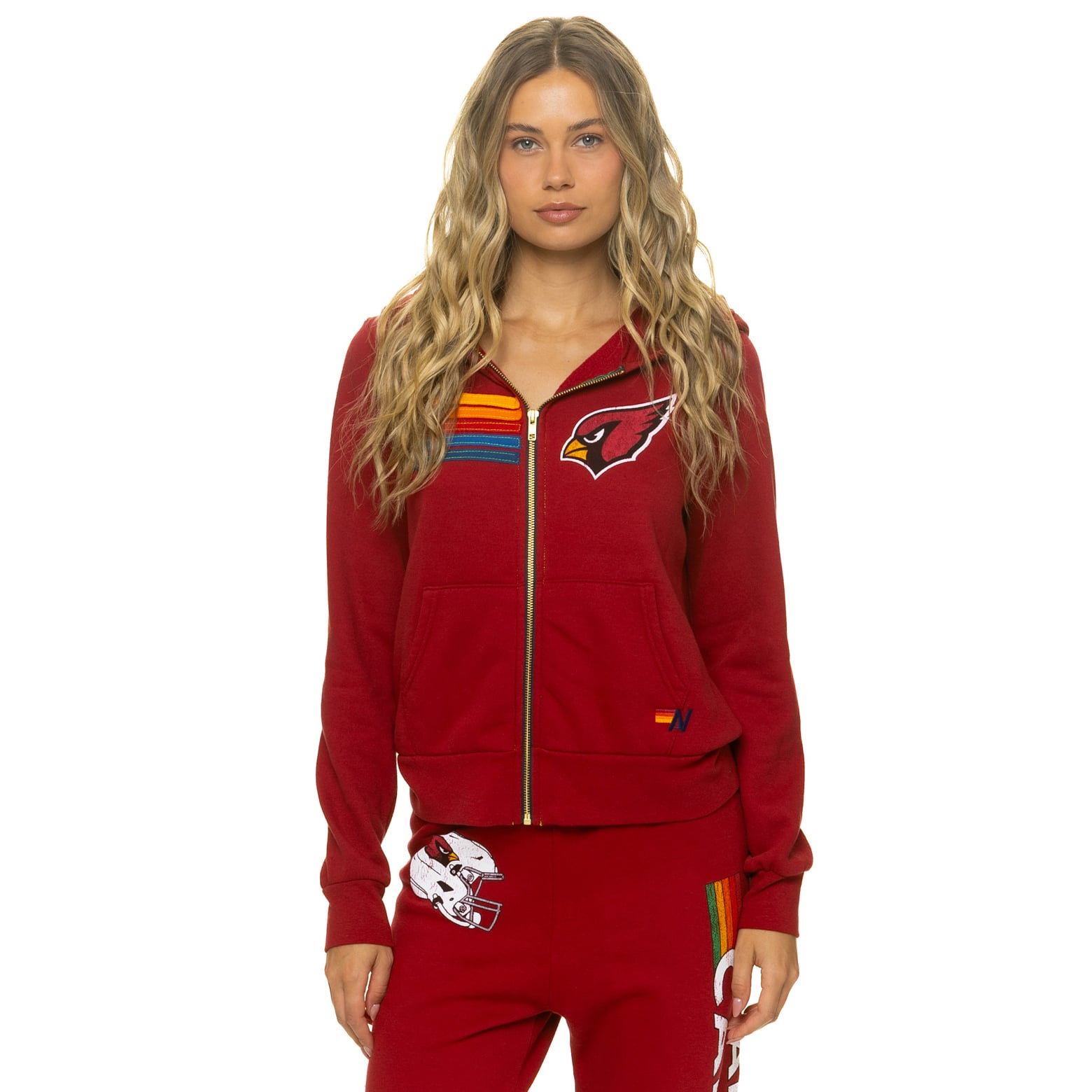Sweat à capuche unisexe Aviator Nation Cardinal Arizona Cardinals en mélange de trois matières, fermeture éclair intégrale