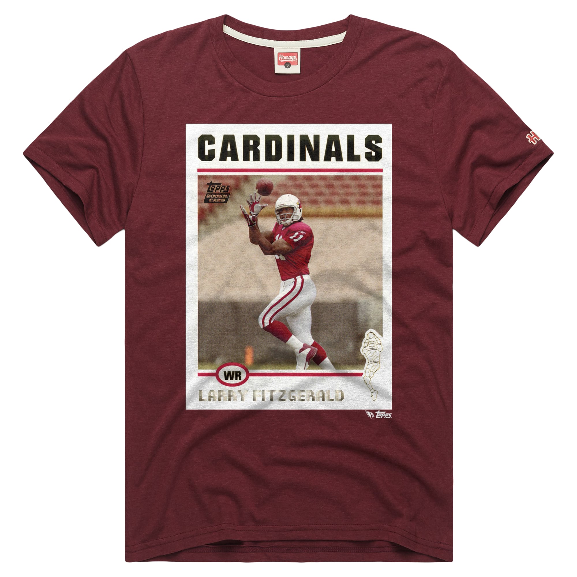T-shirt unisexe en mélange de trois matières, hommage à Larry Fitzgerald, Cardinal l'Arizona, NFL Topps Trading Card