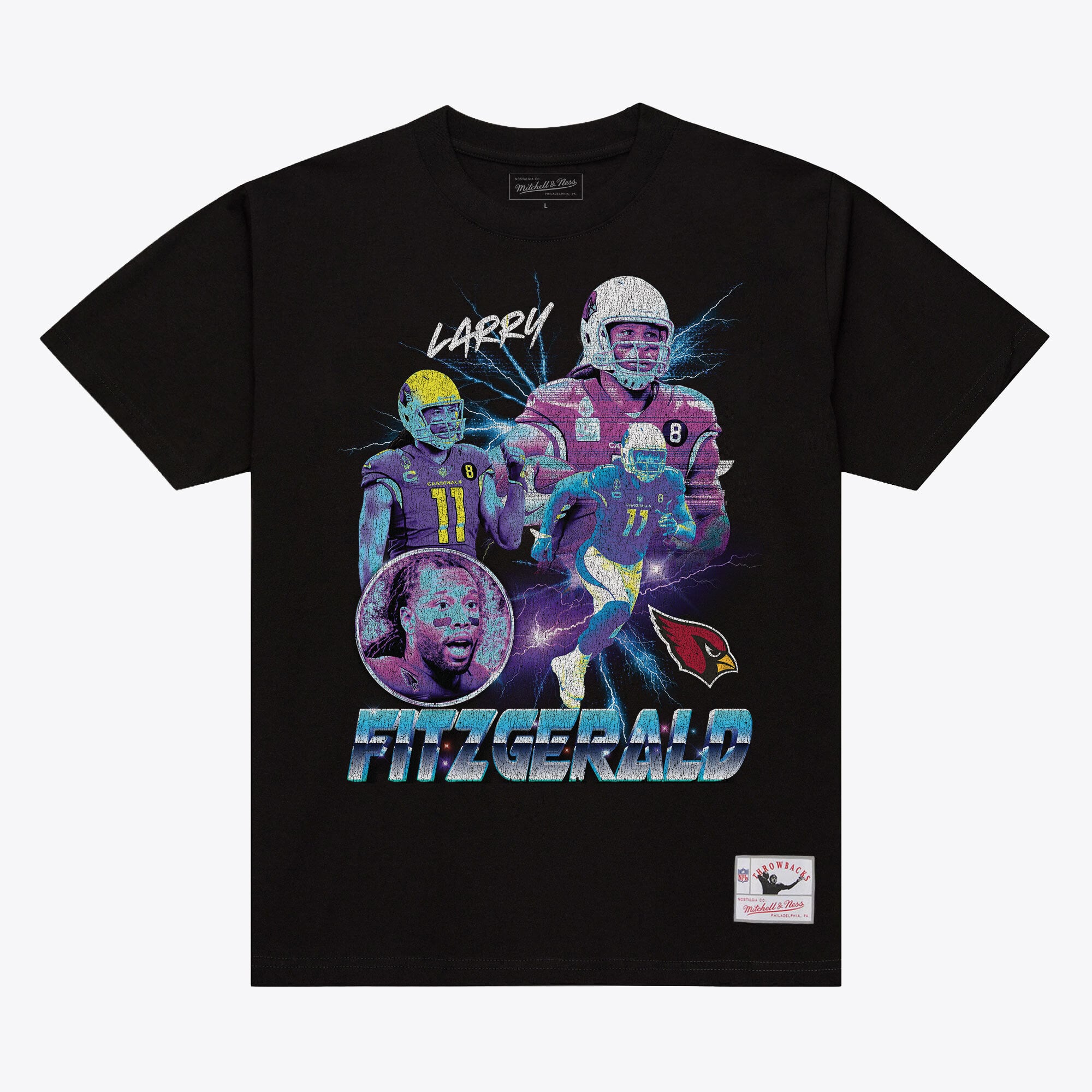 Unisex Mitchell & Ness Larry Fitzgerald Black Arizona Cardinals Pro Football Hall of Fame Class 2026 Collage T-Shirt