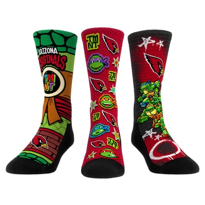  Arizona Cardinals Rock Em Unisex TMNT Three-Pack Crew Sock Set - Cardinal
