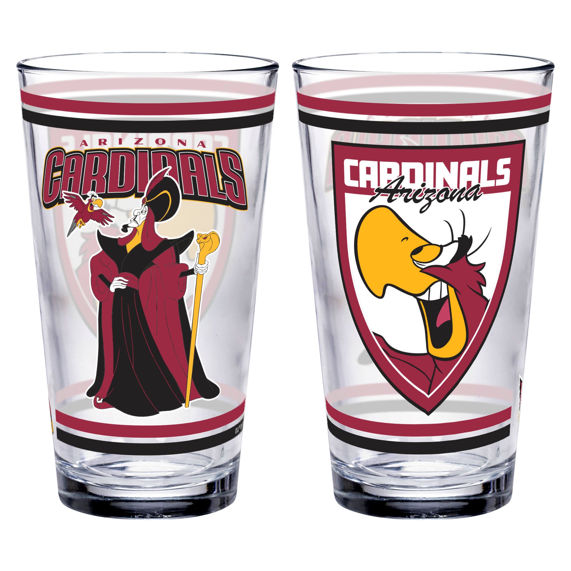 Verre à pinte WinCraft Arizona Cardinals Disney x NFL Jafar et Iago, 473 ml (16 oz).