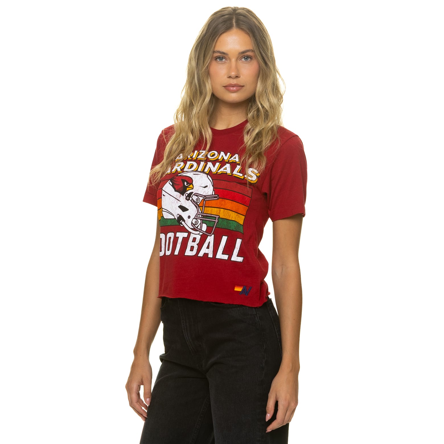 T-shirt Aviator Nation Cardinal Arizona Cardinals pour femme, coupe carrée, style boyfriend, en mélange de trois matières