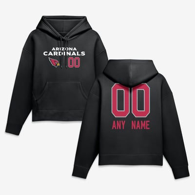 Arizona Cardinals Women's Touchdown Wordmark Personalized Name & Number Hoodie - Black