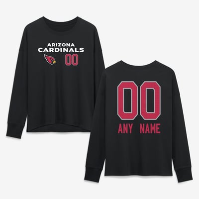 Arizona Cardinals Women's Touchdown Wordmark Personalized Name & Number Long Sleeve T-Shirt - Black